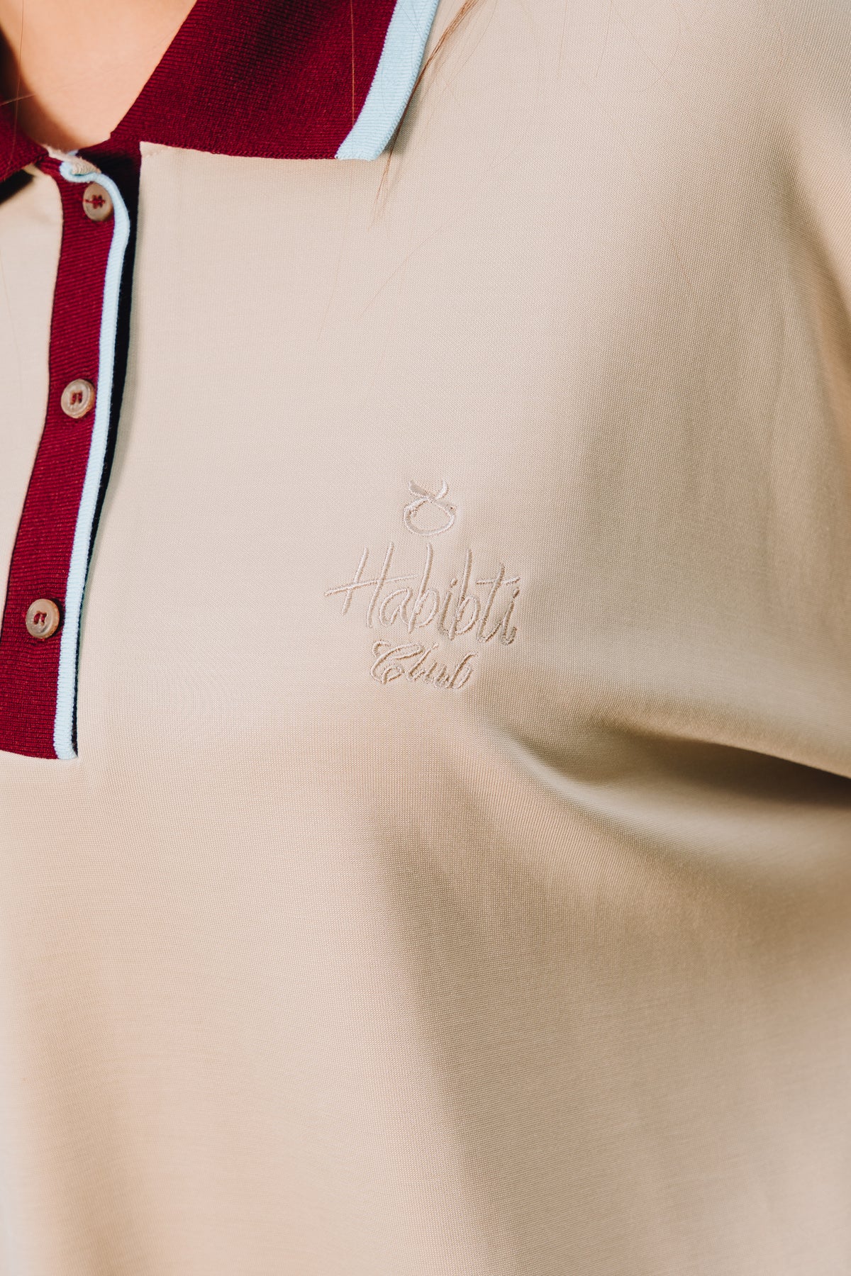 Khaki Oversized Polo Top in Lyocell