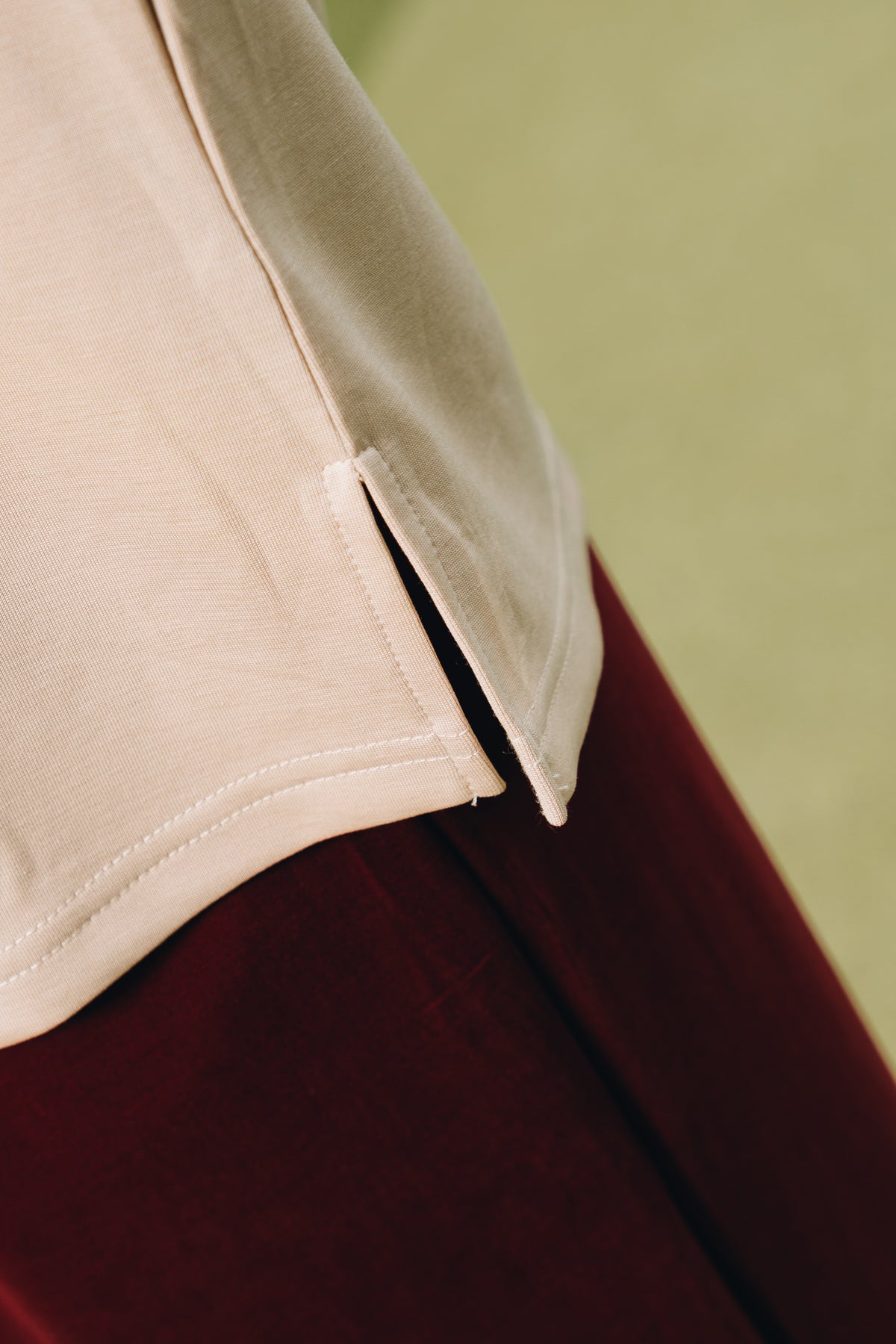 Khaki Oversized Polo Top in Lyocell