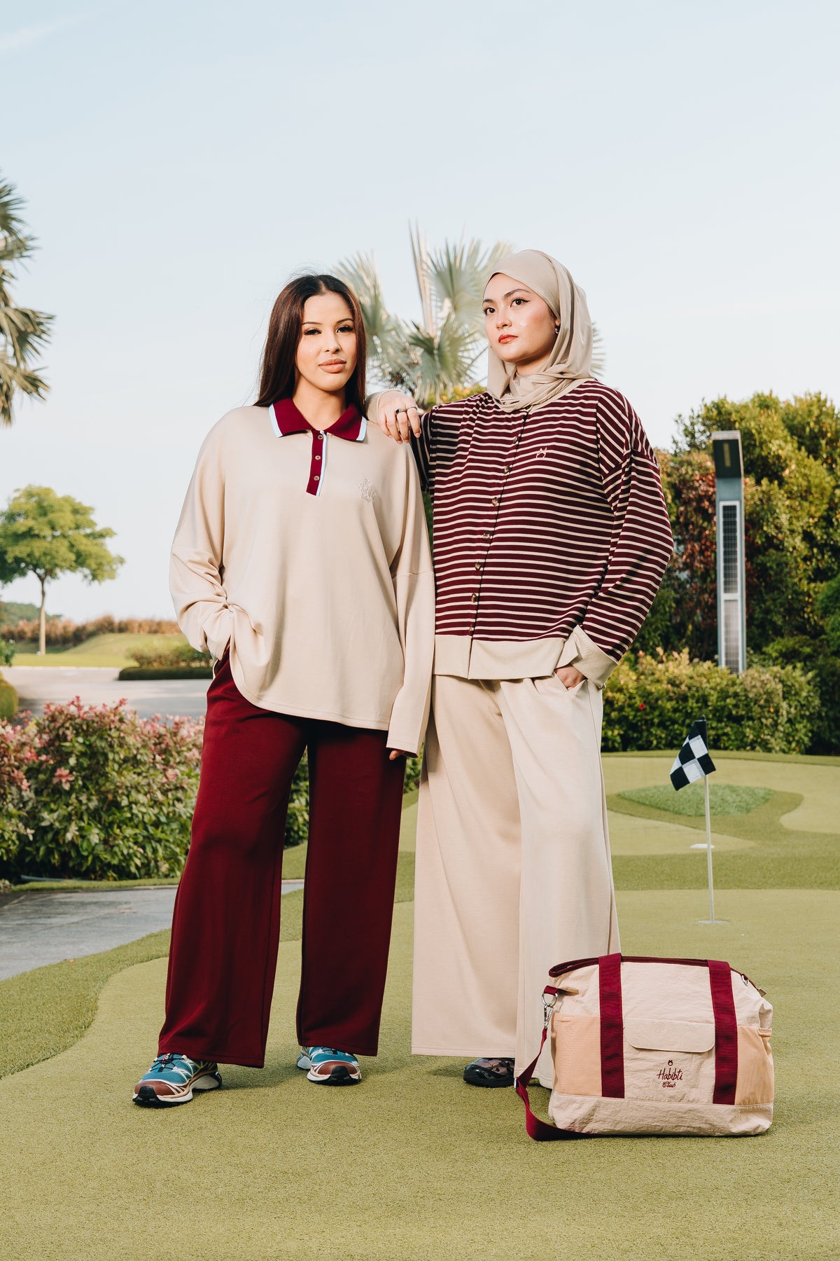 Khaki Oversized Polo Top in Lyocell