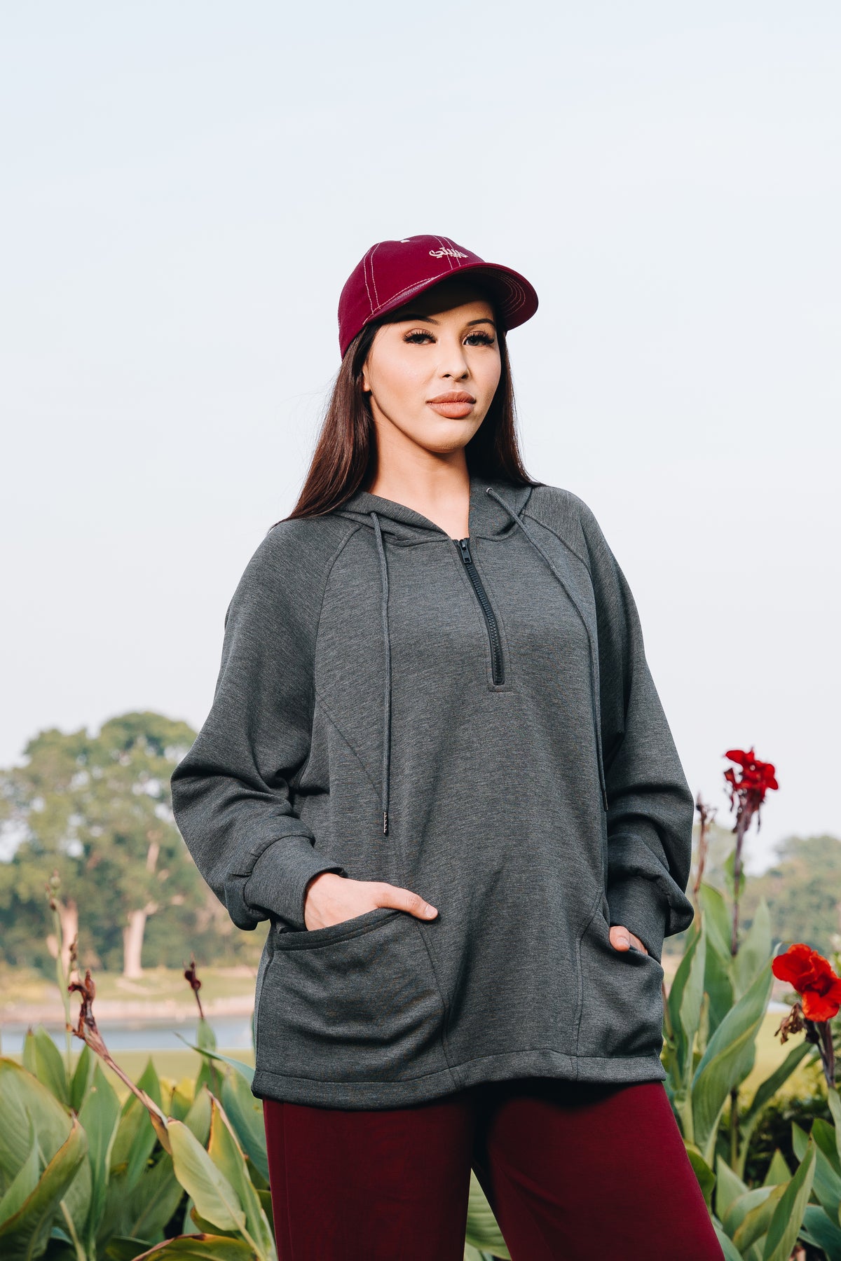 Dark Grey Lounge Hoodie in Modal