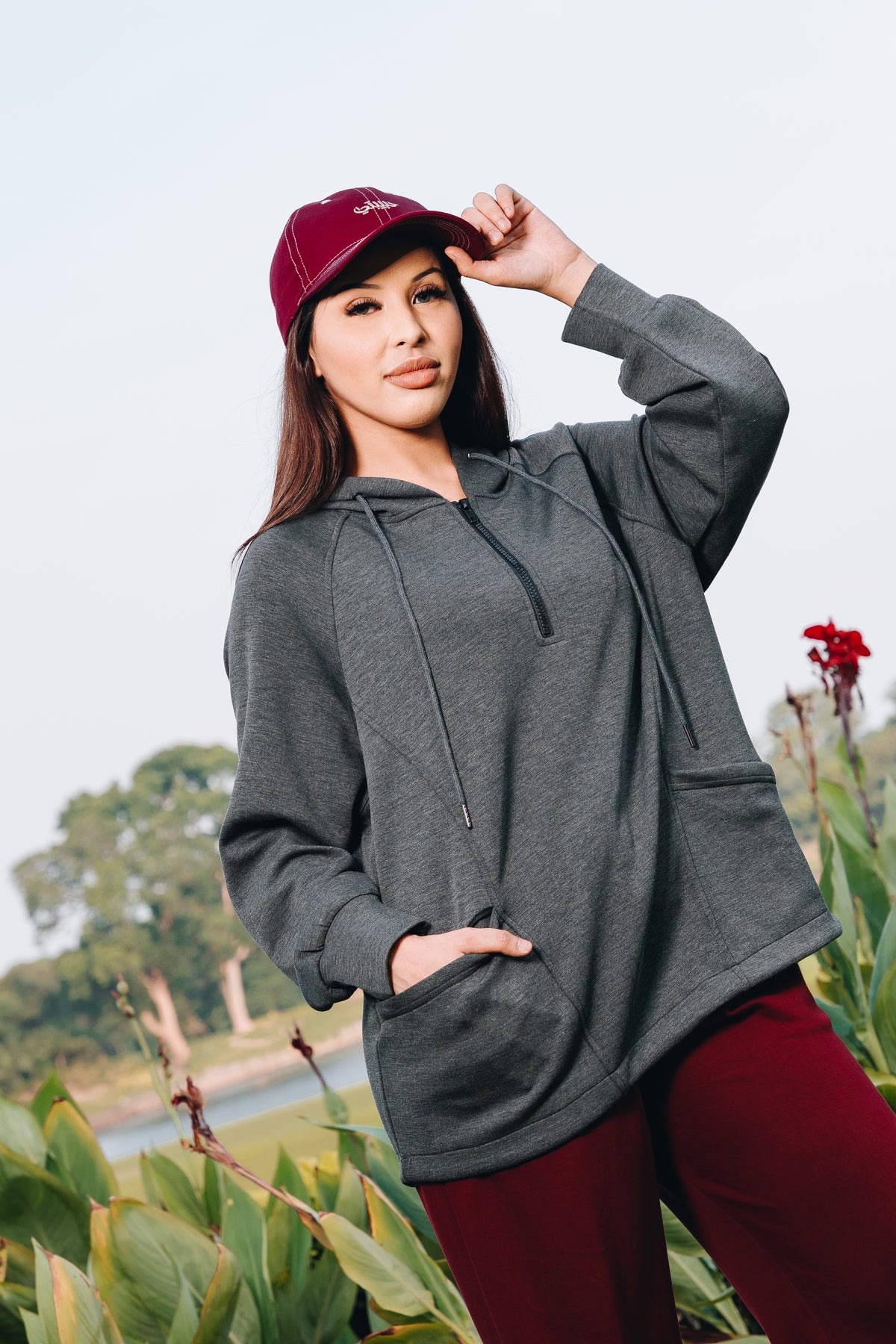 Dark Grey Lounge Hoodie in Modal