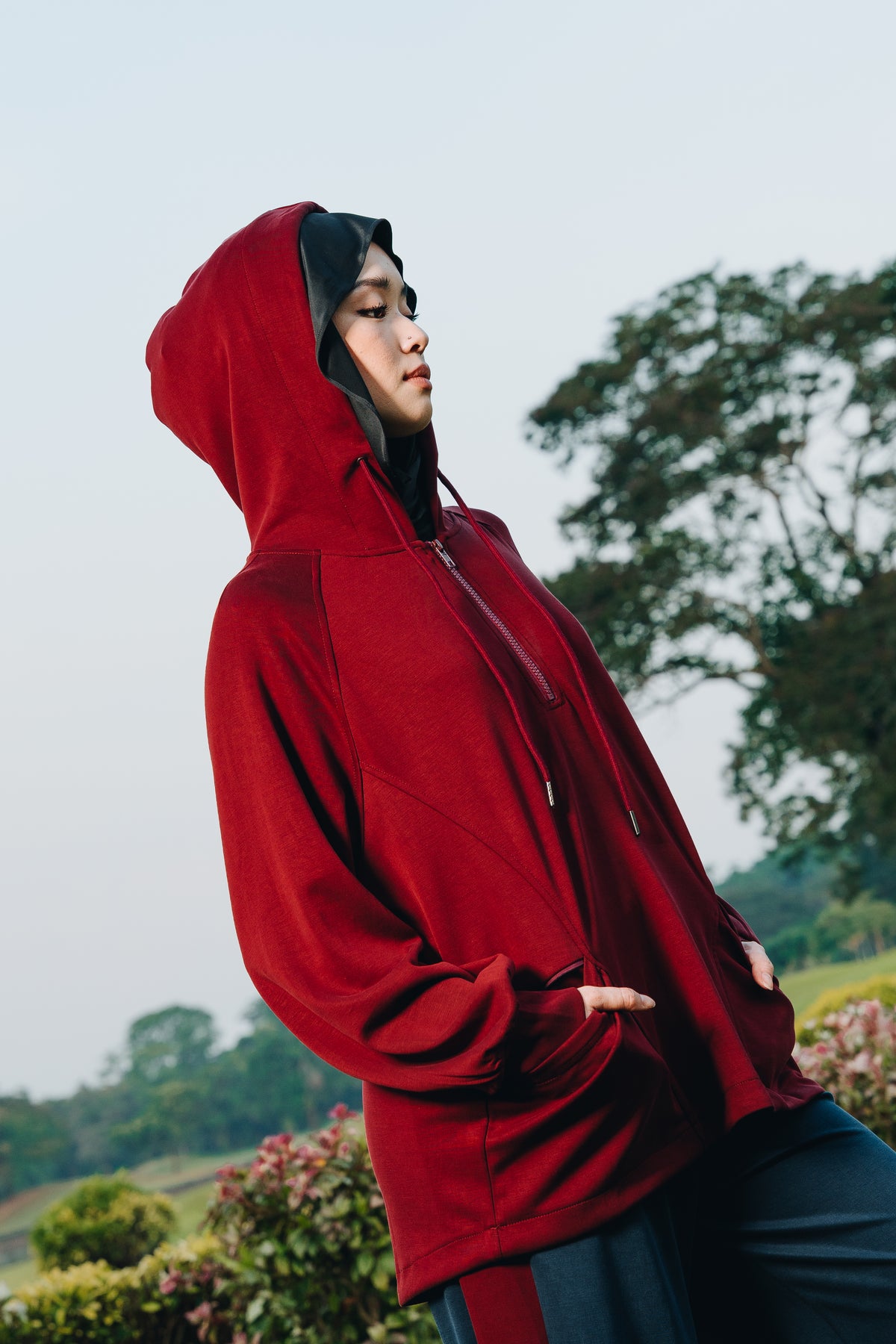 Maroon Lounge Hoodie in Modal