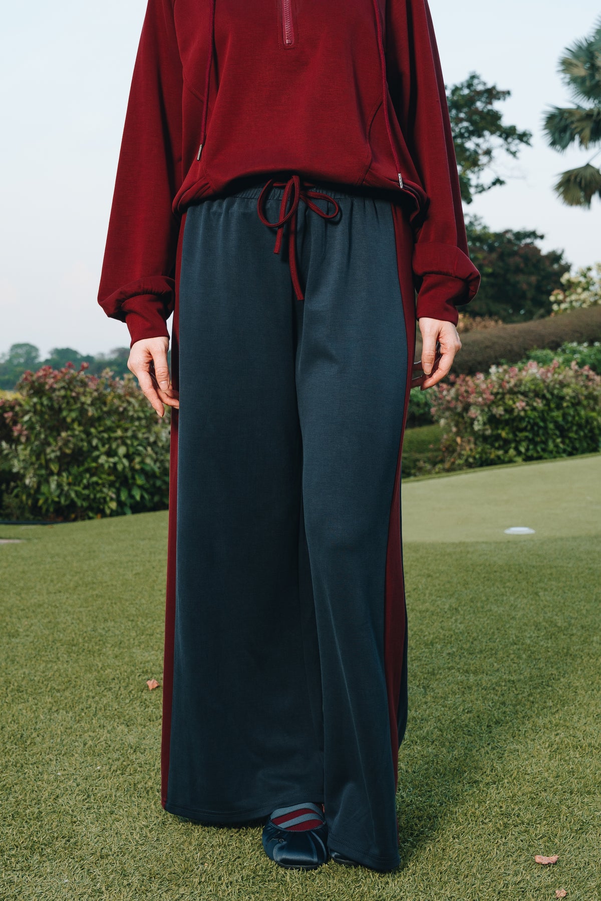 Maroon-Navy Dual Tone Pants in Modal