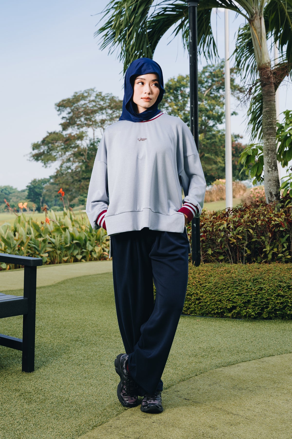 Baby Blue Habibti Sweater with Ribbed Cuff in Modal