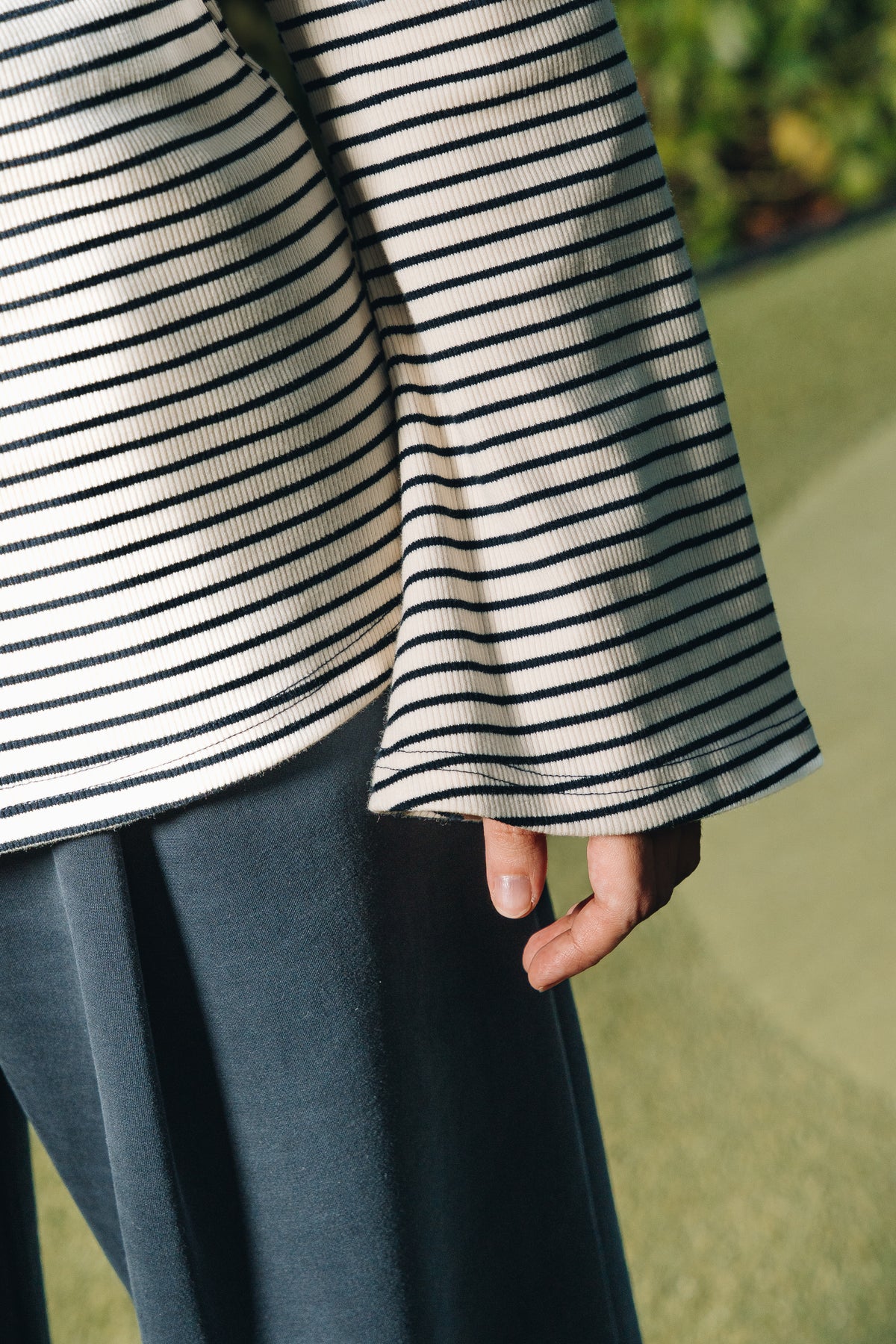 Fitted Stripe Top in Fine Cotton Ribbed