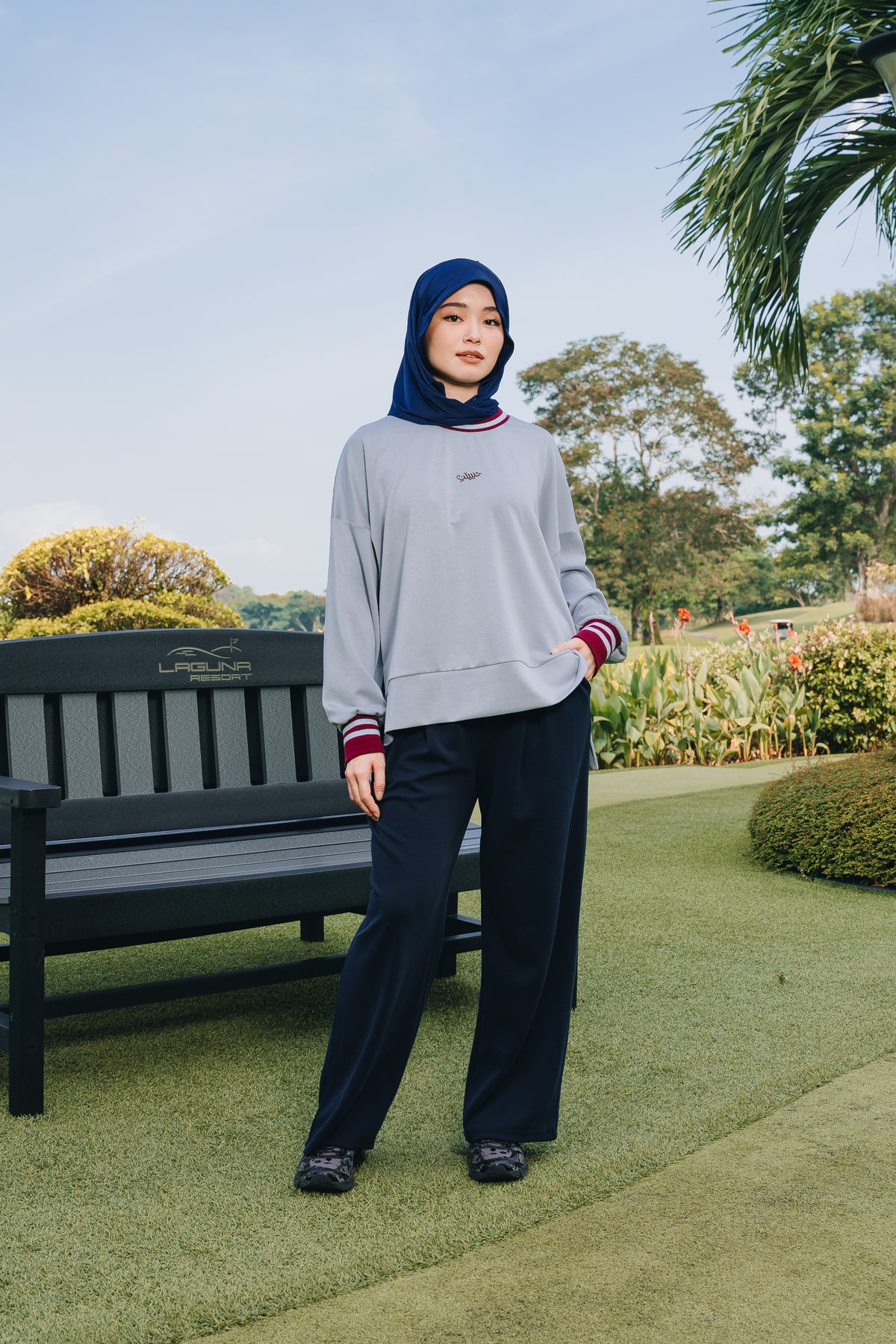 Baby Blue Habibti Sweater with Ribbed Cuff in Modal