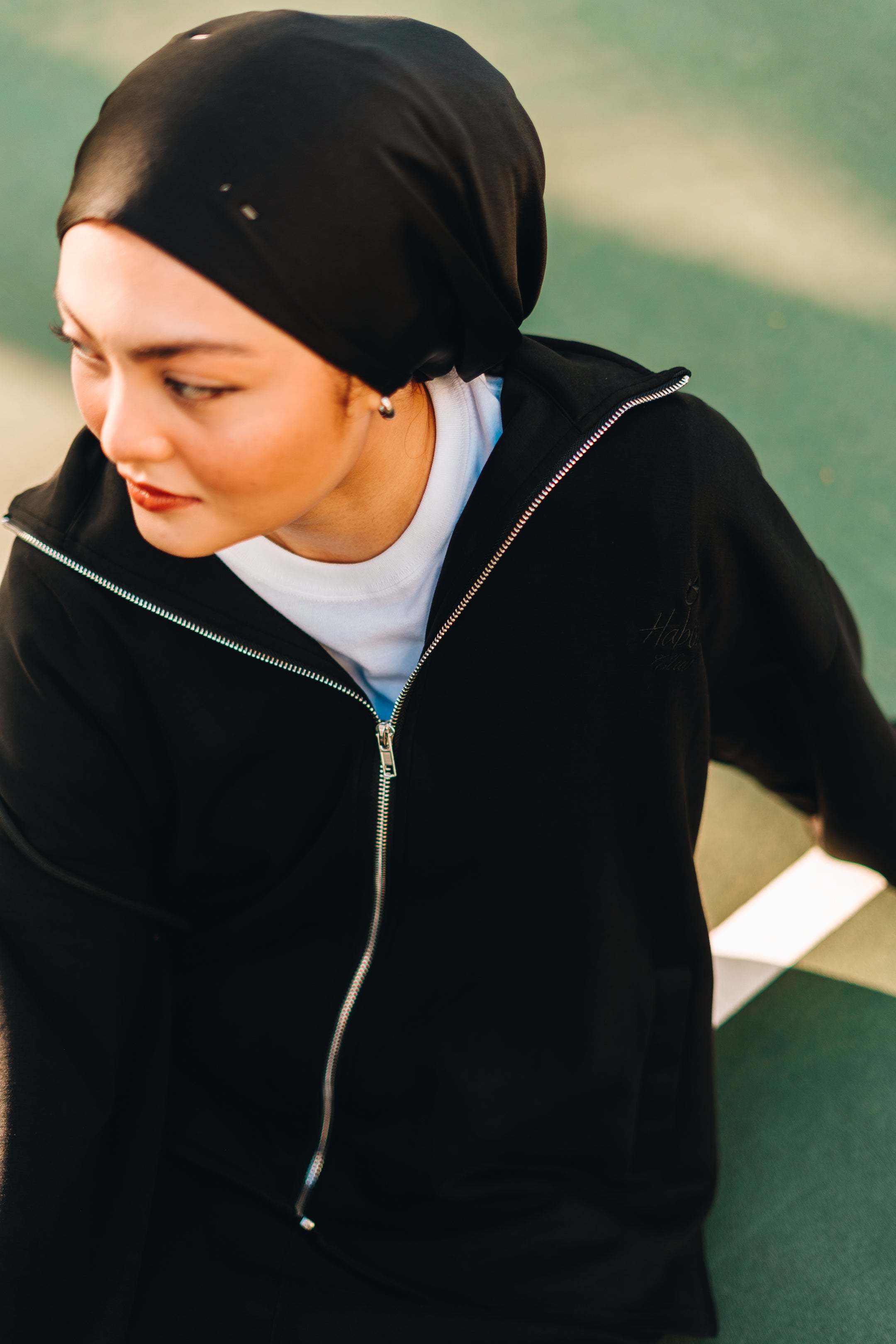 Habibti Modal Zip-Up Hoodie in Maroon