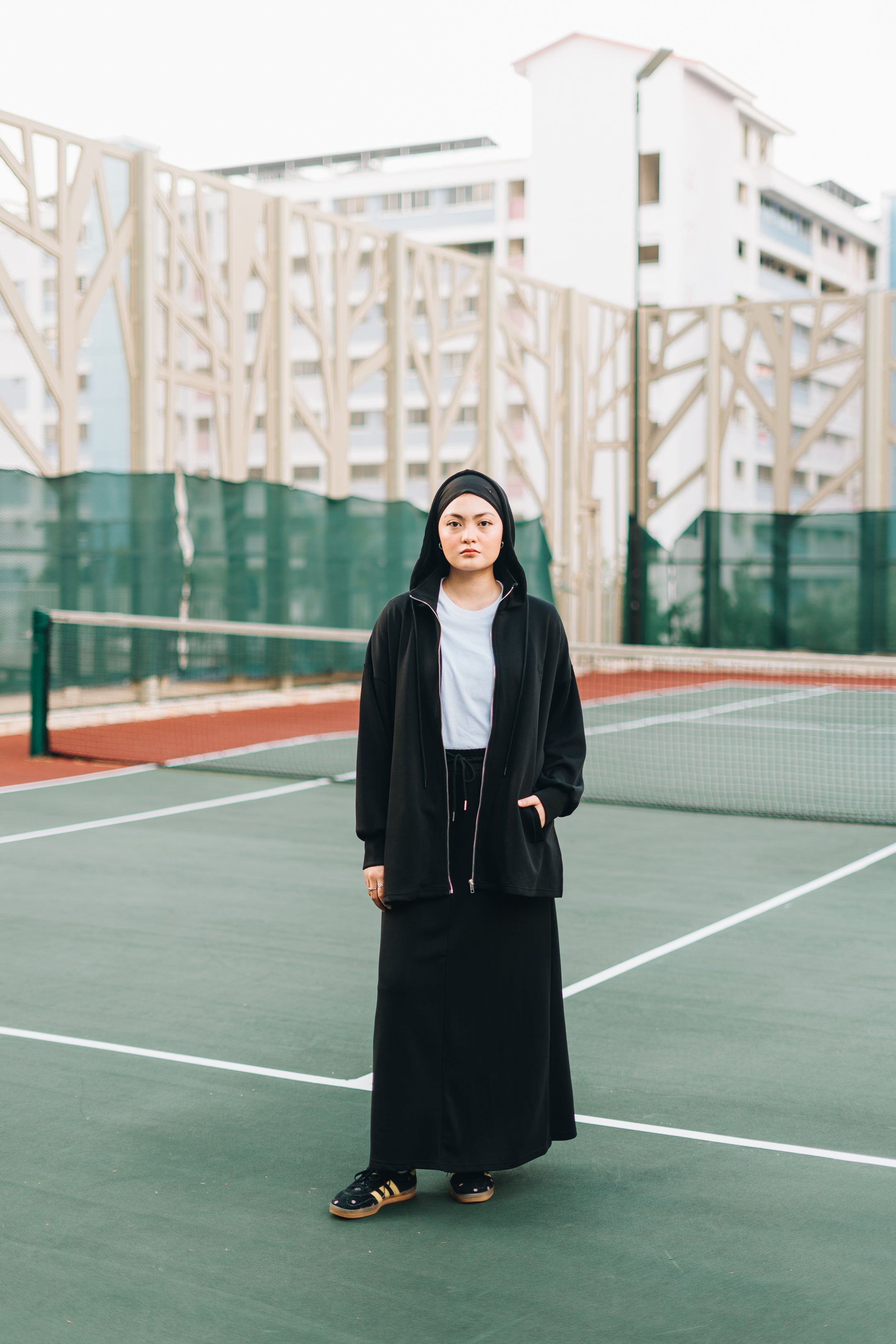 Habibti Modal Zip-Up Hoodie in Black