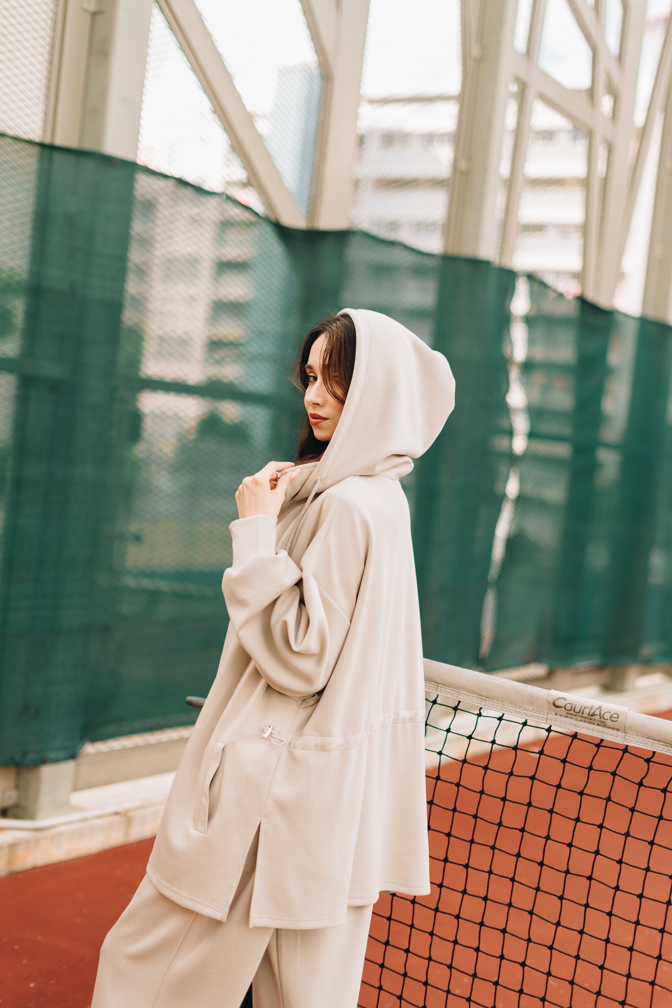 Habibti Modal Zip-Up Hoodie in Cream