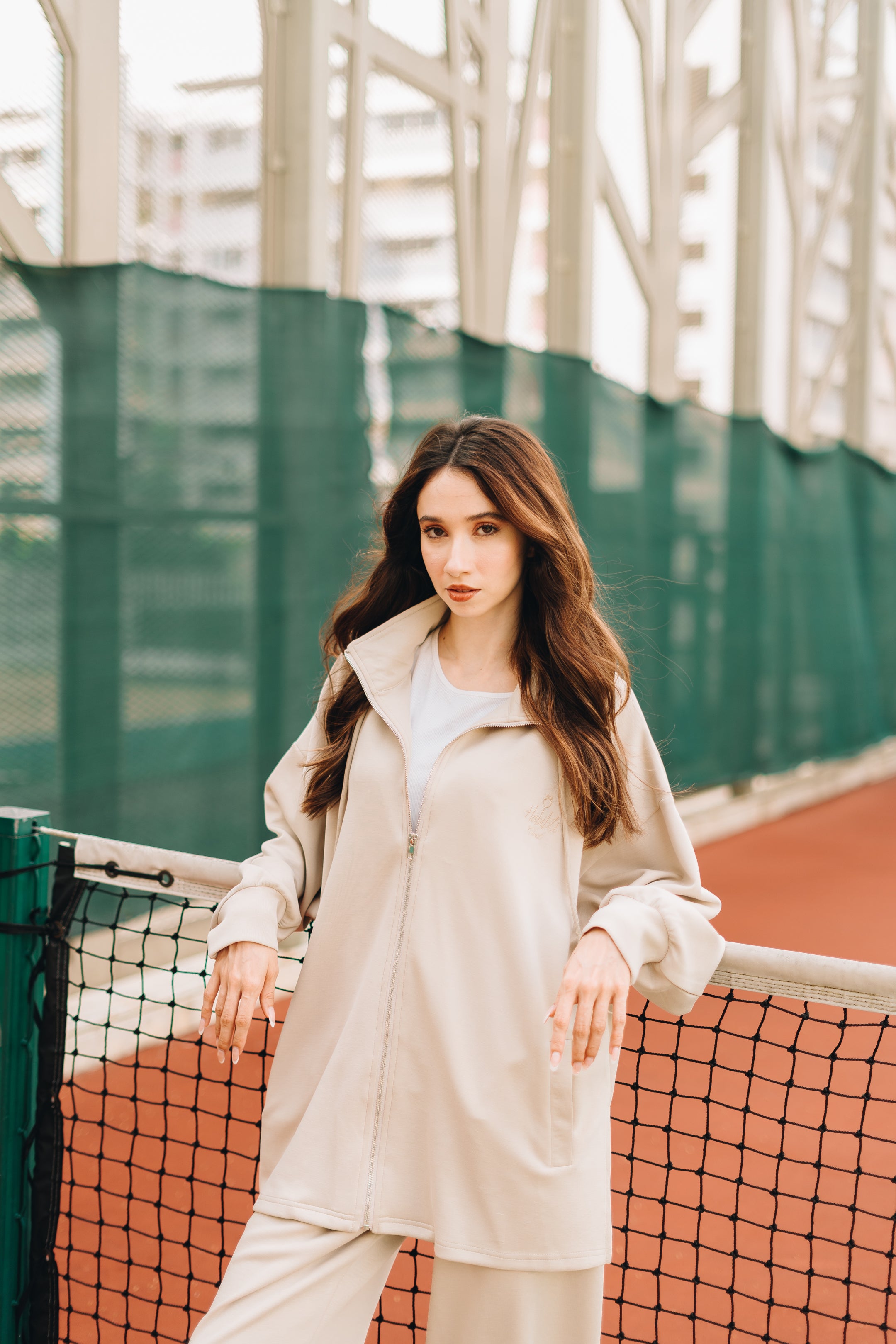 Habibti Modal Zip-Up Hoodie in Cream