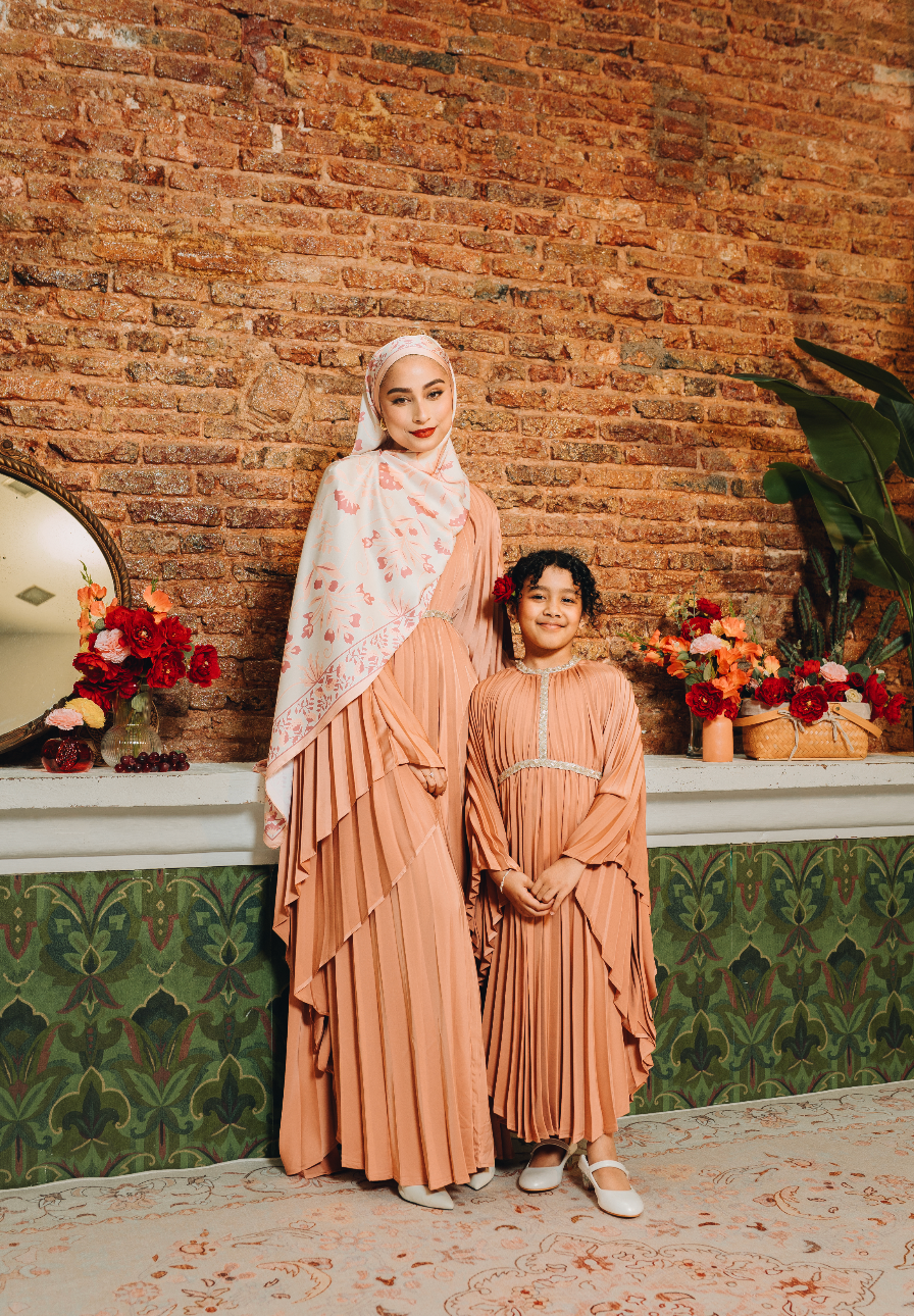 Valencia Pleated Kaftan in Terracotta