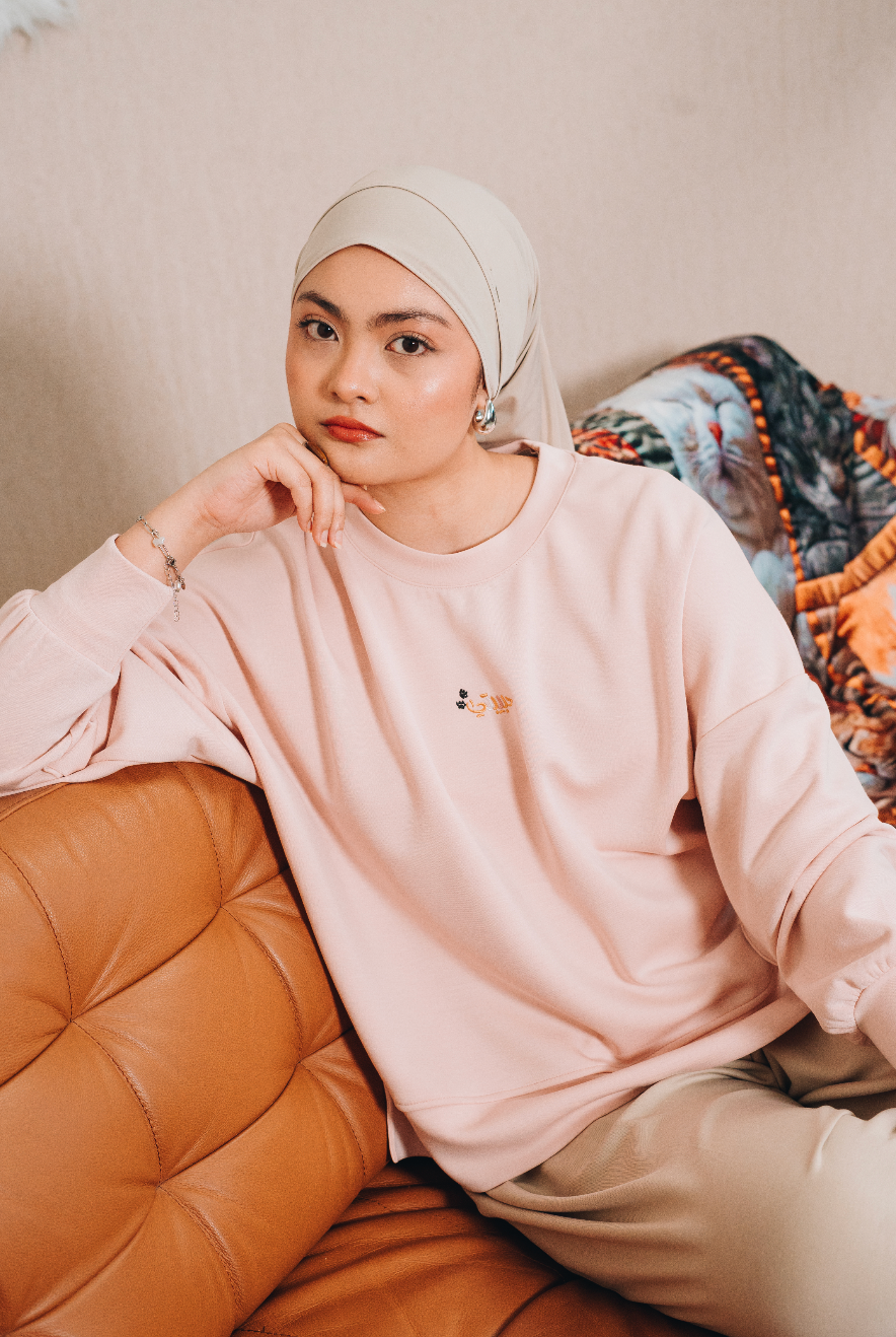 Modal Habibti Sweater in Blush : Calico & Friends Edition