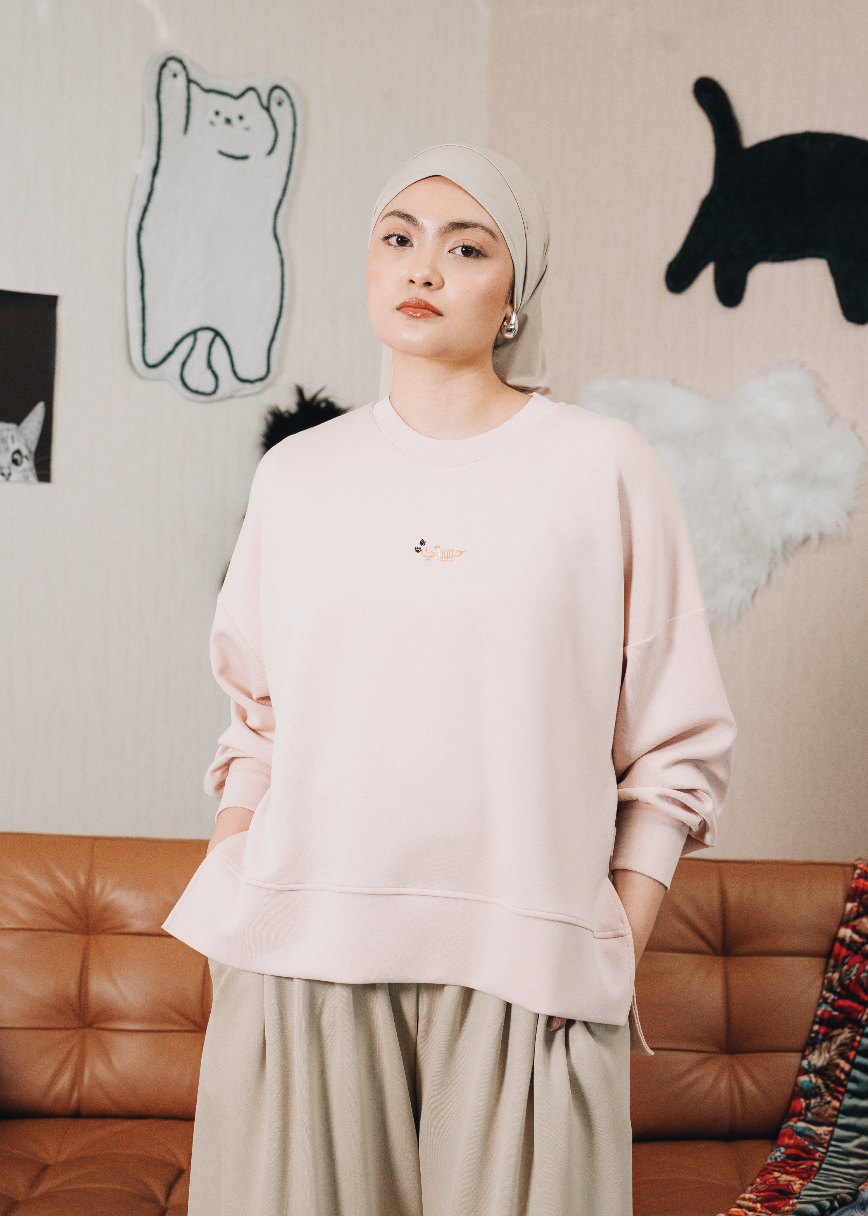 Modal Habibti Sweater in Blush : Calico & Friends Edition