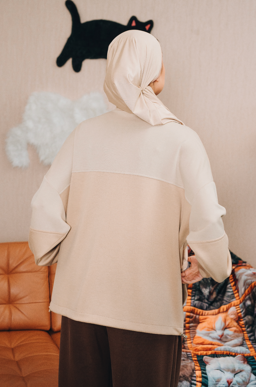 Habibti Modal Dual Tone Jacket in Khaki : Calico & Friends Edition
