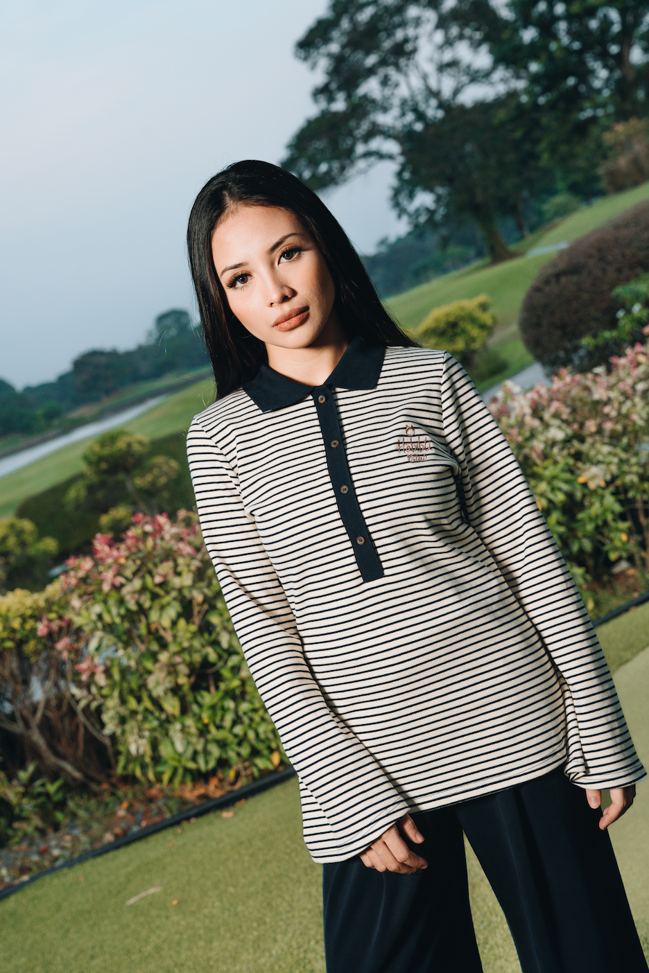 Fitted Stripe Top in Fine Cotton Ribbed