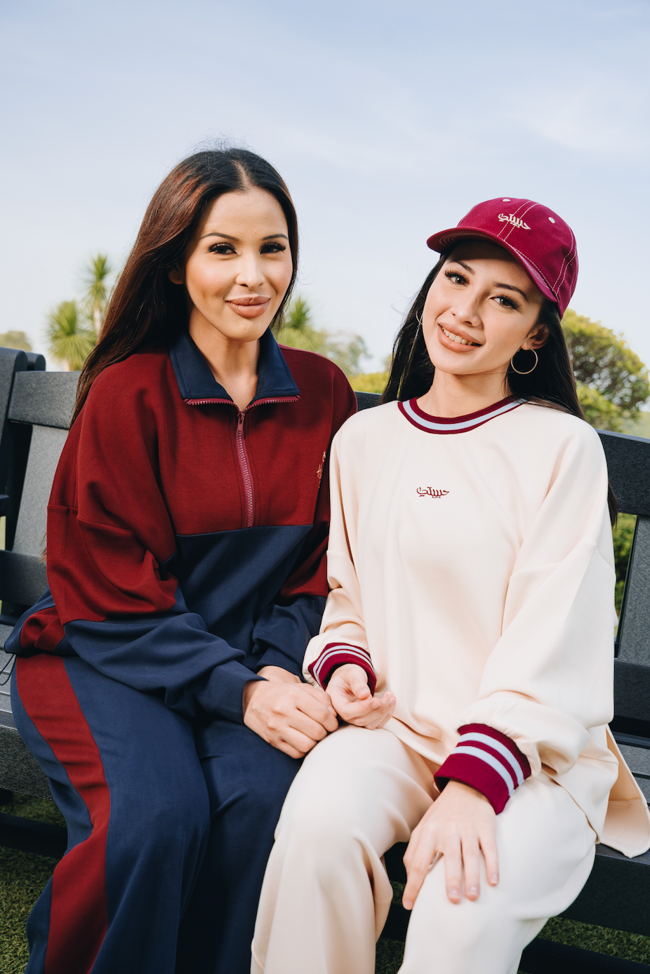 Maroon-Navy Dual Tone Quarter Zip Jacket in Modal