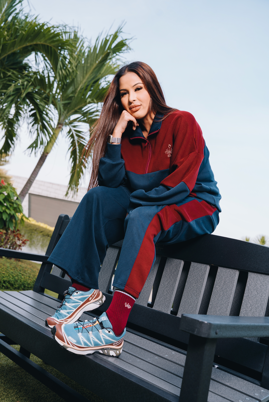 Maroon-Navy Dual Tone Pants in Modal