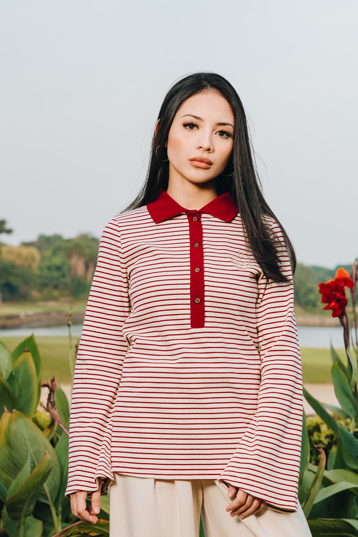 Fitted Stripe Top in Fine Cotton Ribbed