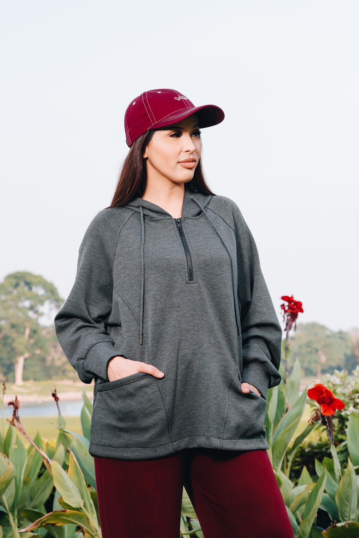 Dark Grey Lounge Hoodie in Modal