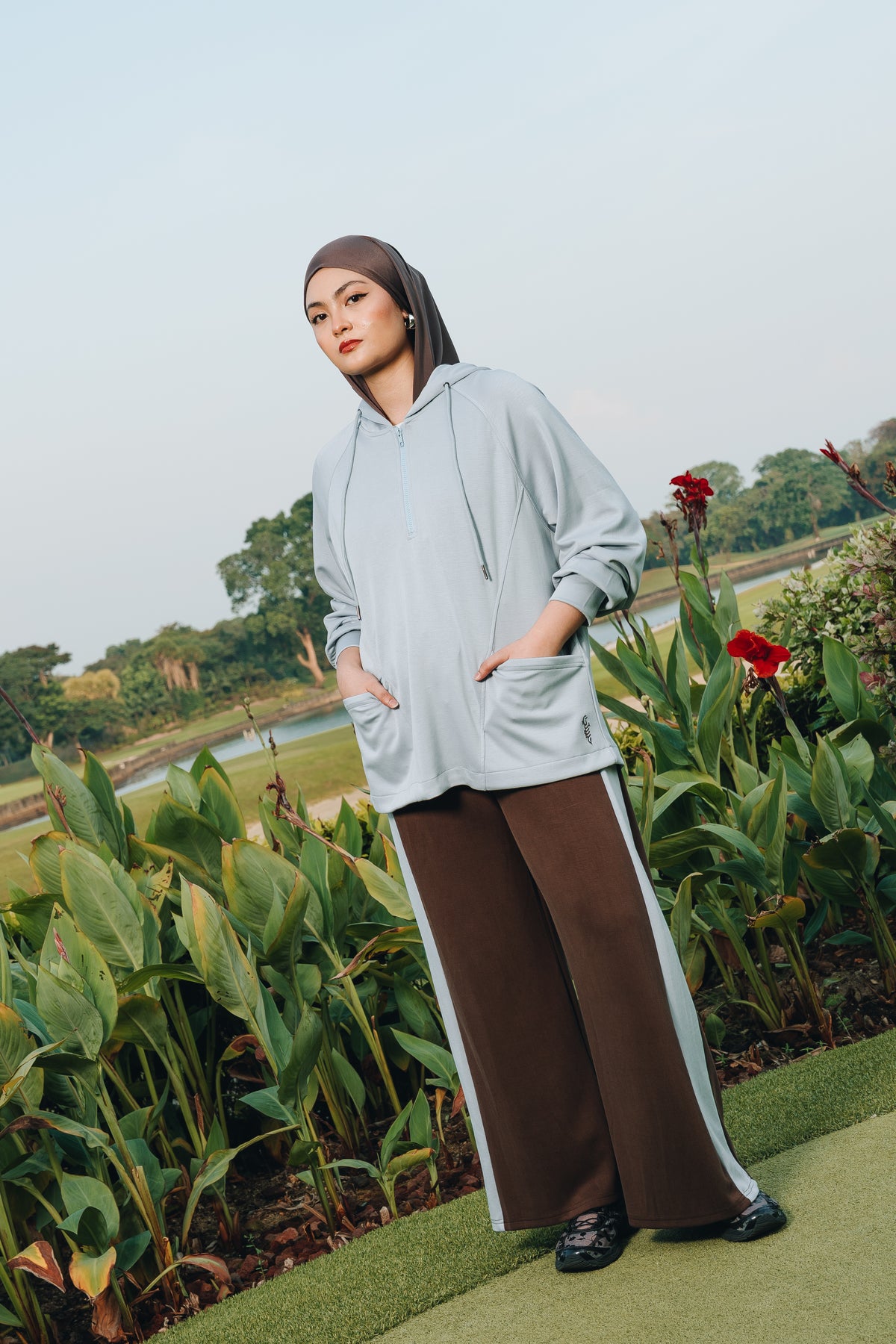 Blue-Brown Dual Tone Pants in Modal