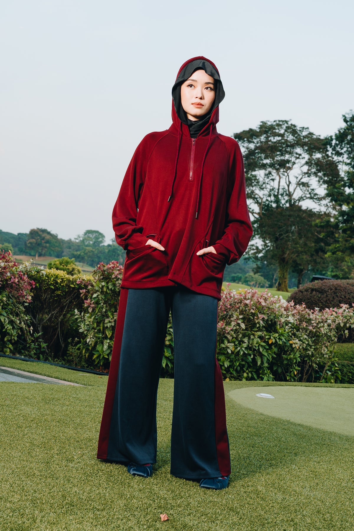 Maroon-Navy Dual Tone Pants in Modal