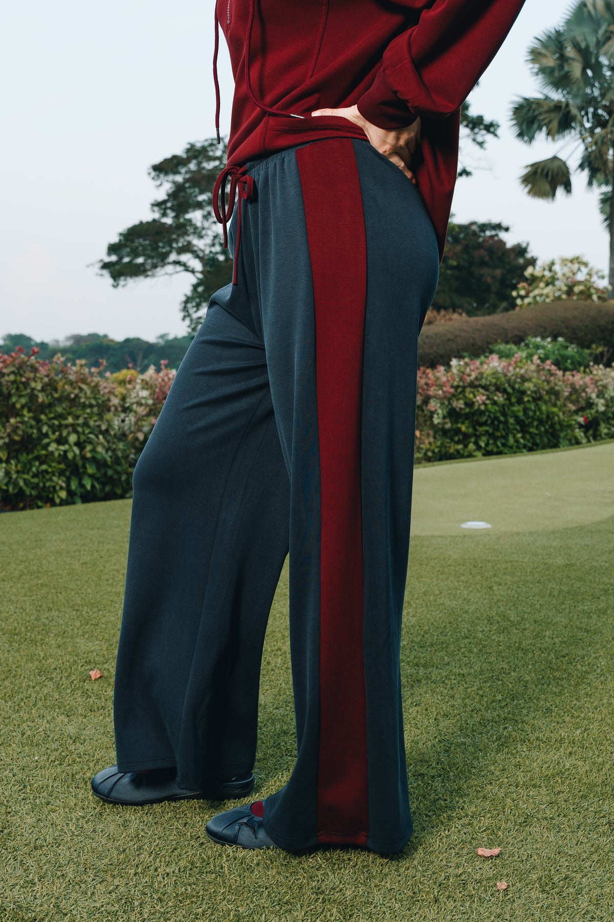 Maroon-Navy Dual Tone Pants in Modal
