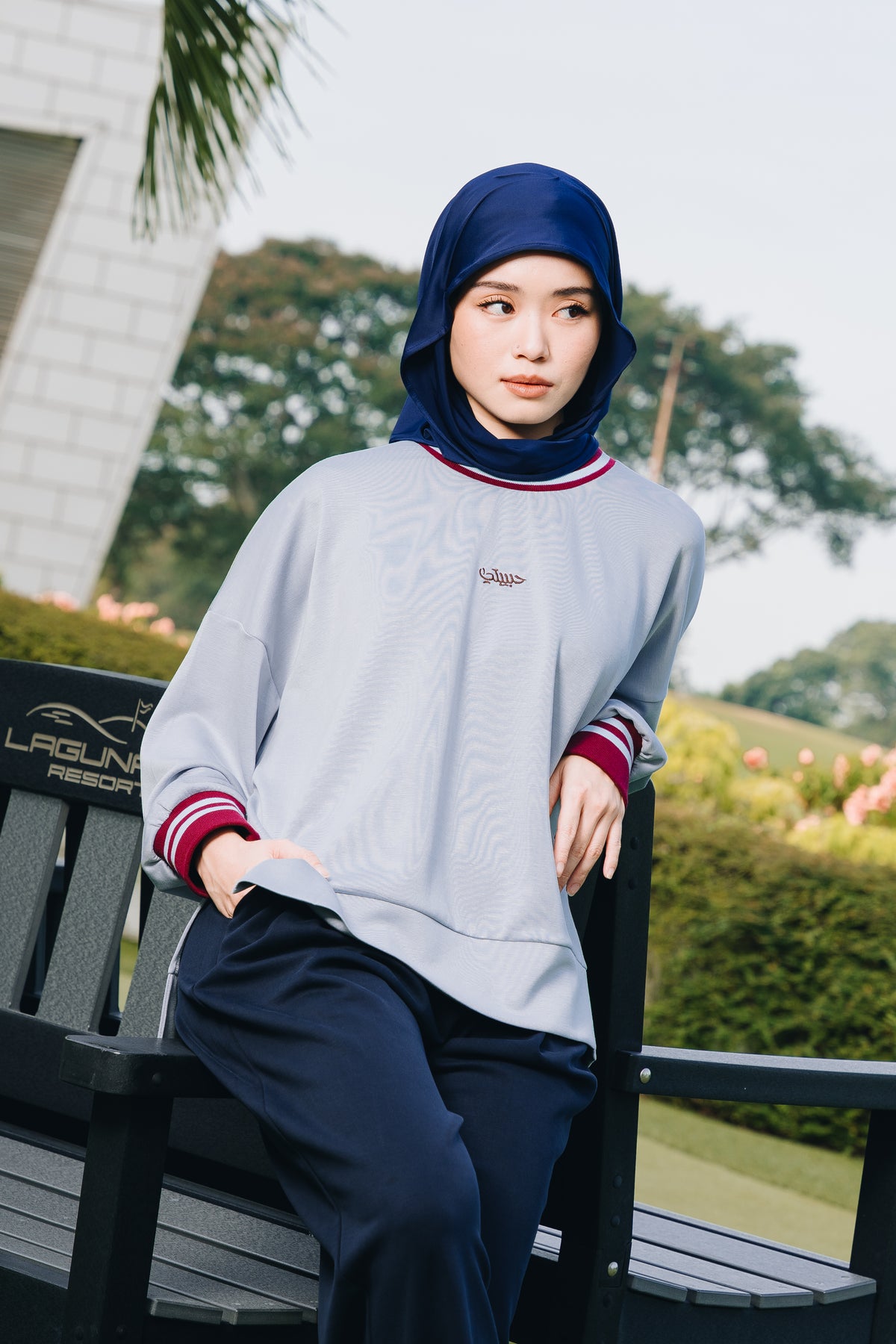 Baby Blue Habibti Sweater with Ribbed Cuff in Modal