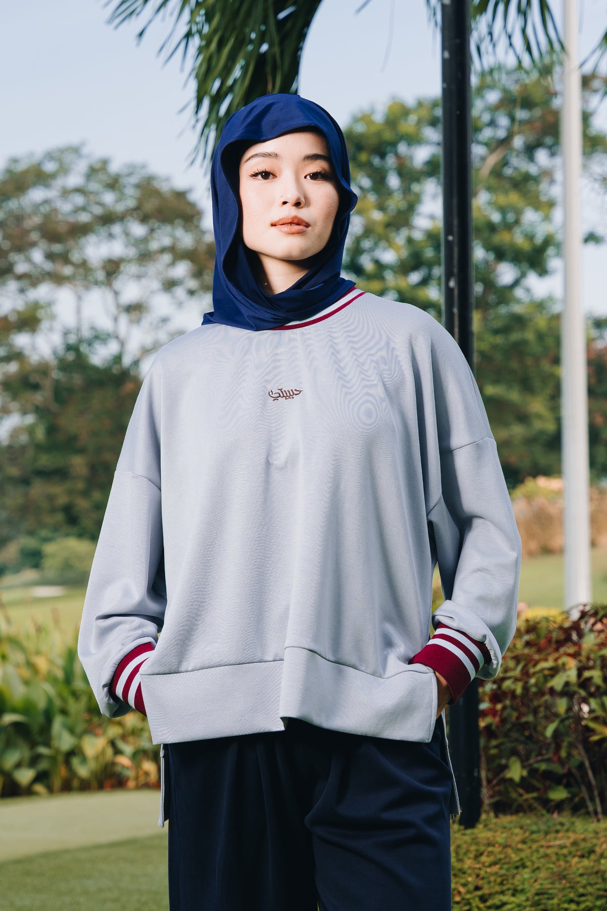 Baby Blue Habibti Sweater with Ribbed Cuff in Modal