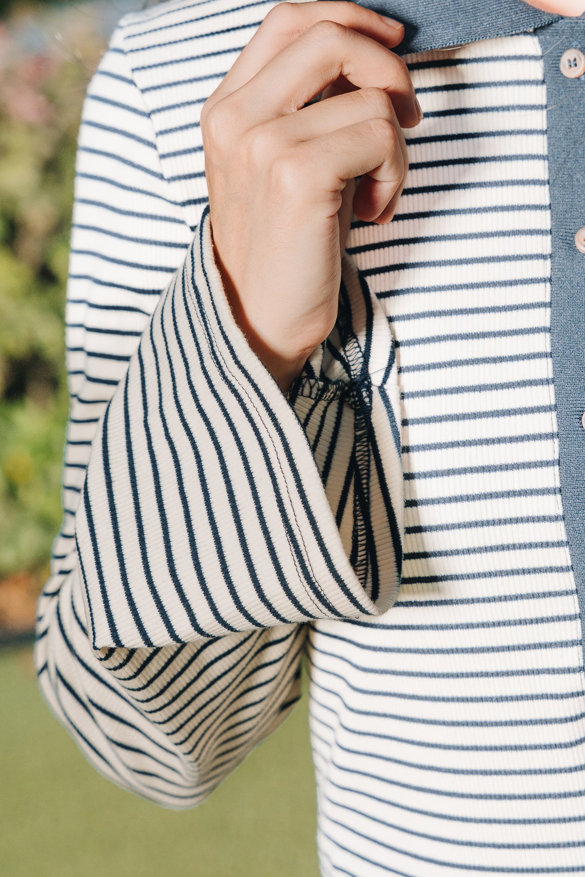 Fitted Stripe Top in Fine Cotton Ribbed