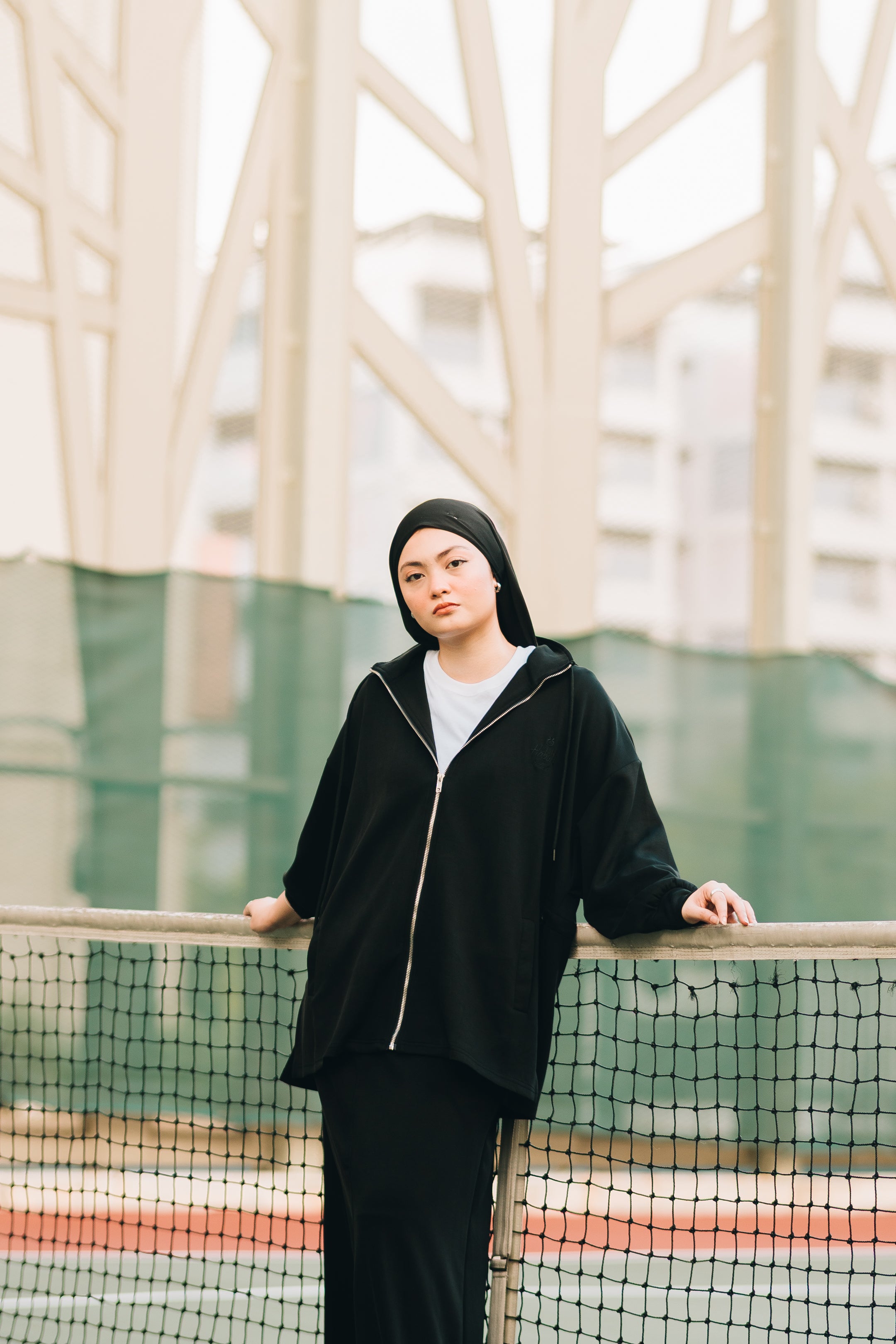 Habibti Modal Zip-Up Hoodie in Black