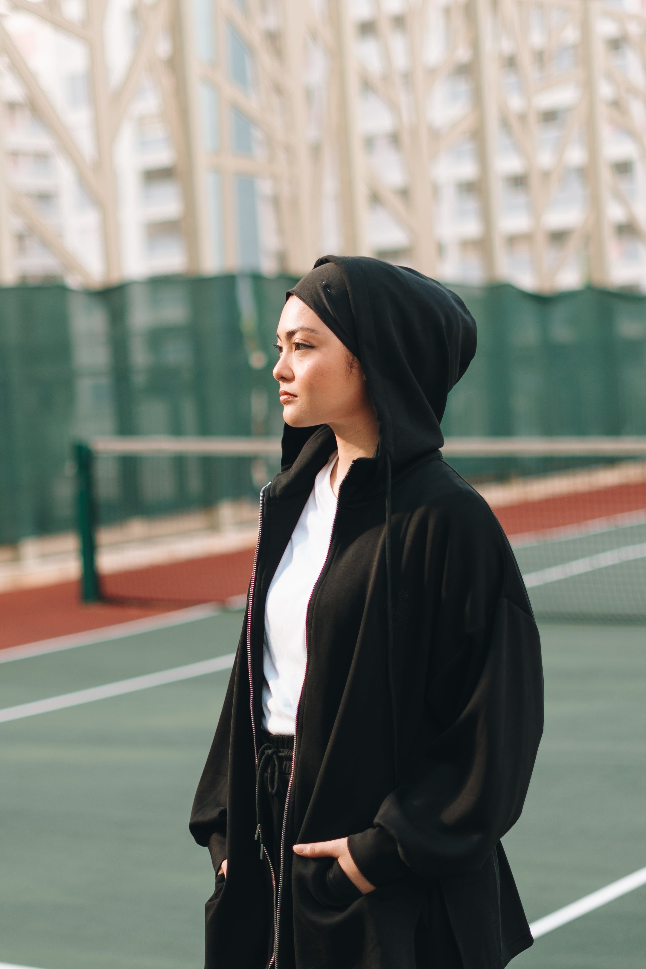 Habibti Modal Zip-Up Hoodie in Navy