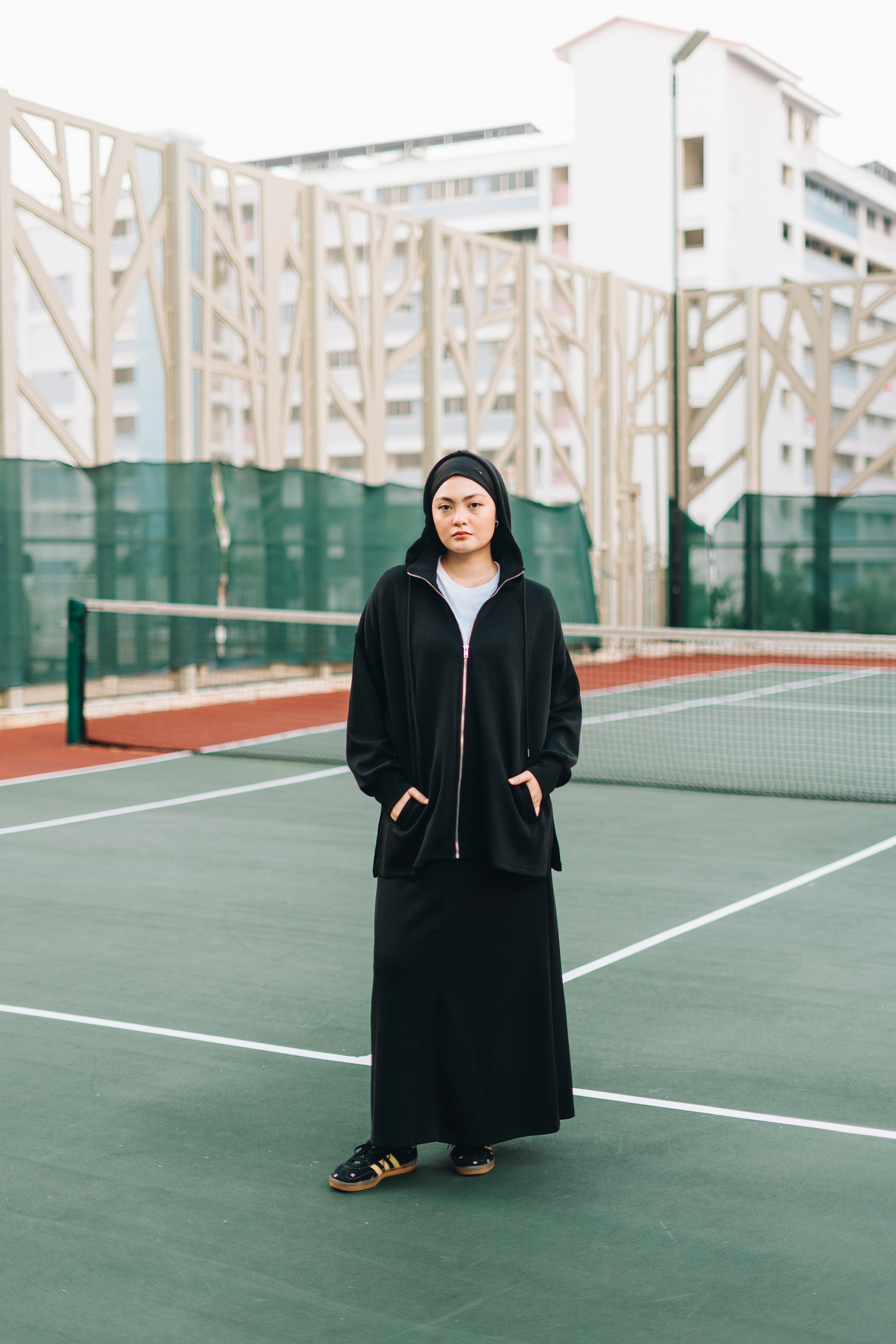 Habibti Modal Zip-Up Hoodie in Black