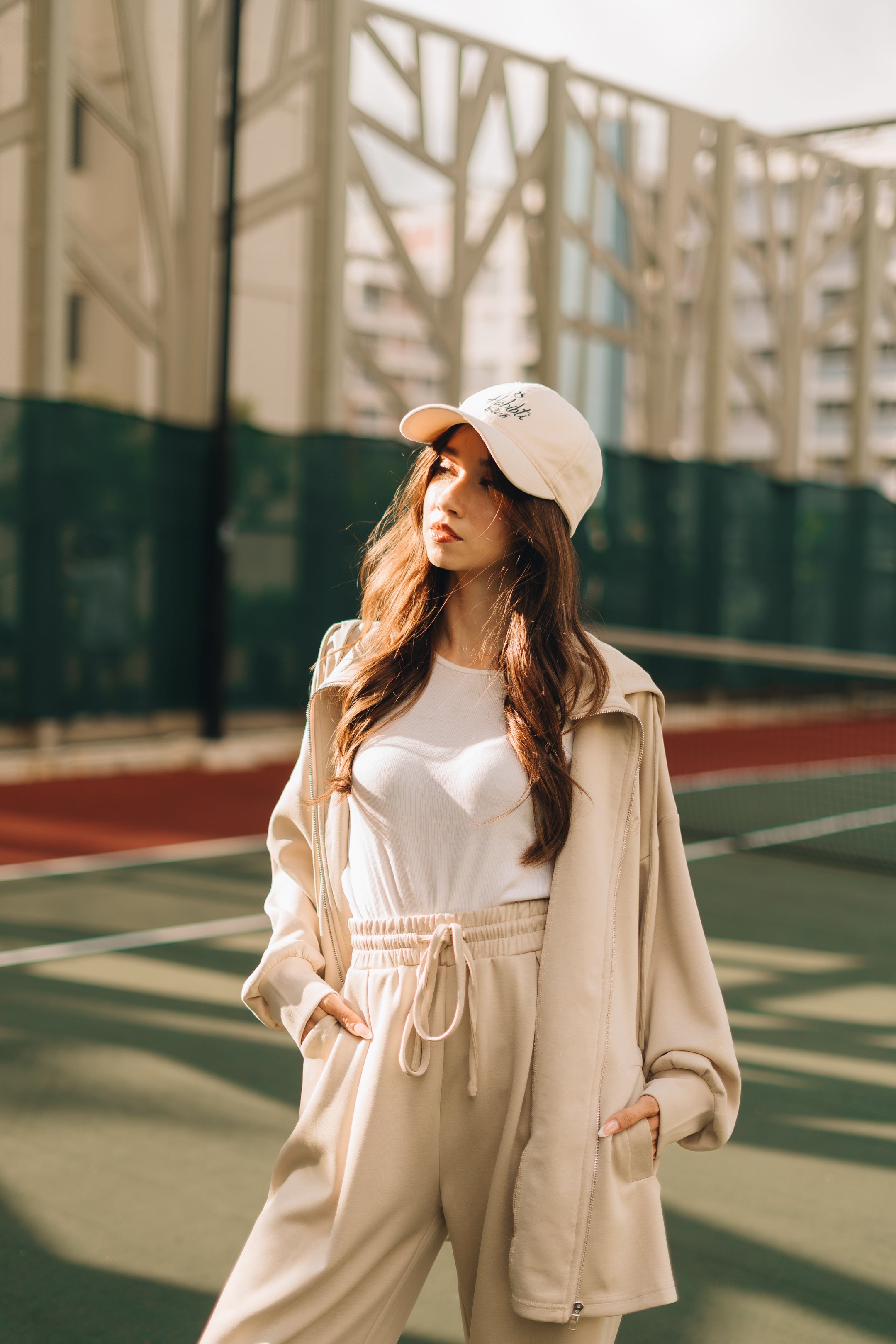 Habibti Modal Zip-Up Hoodie in Cream