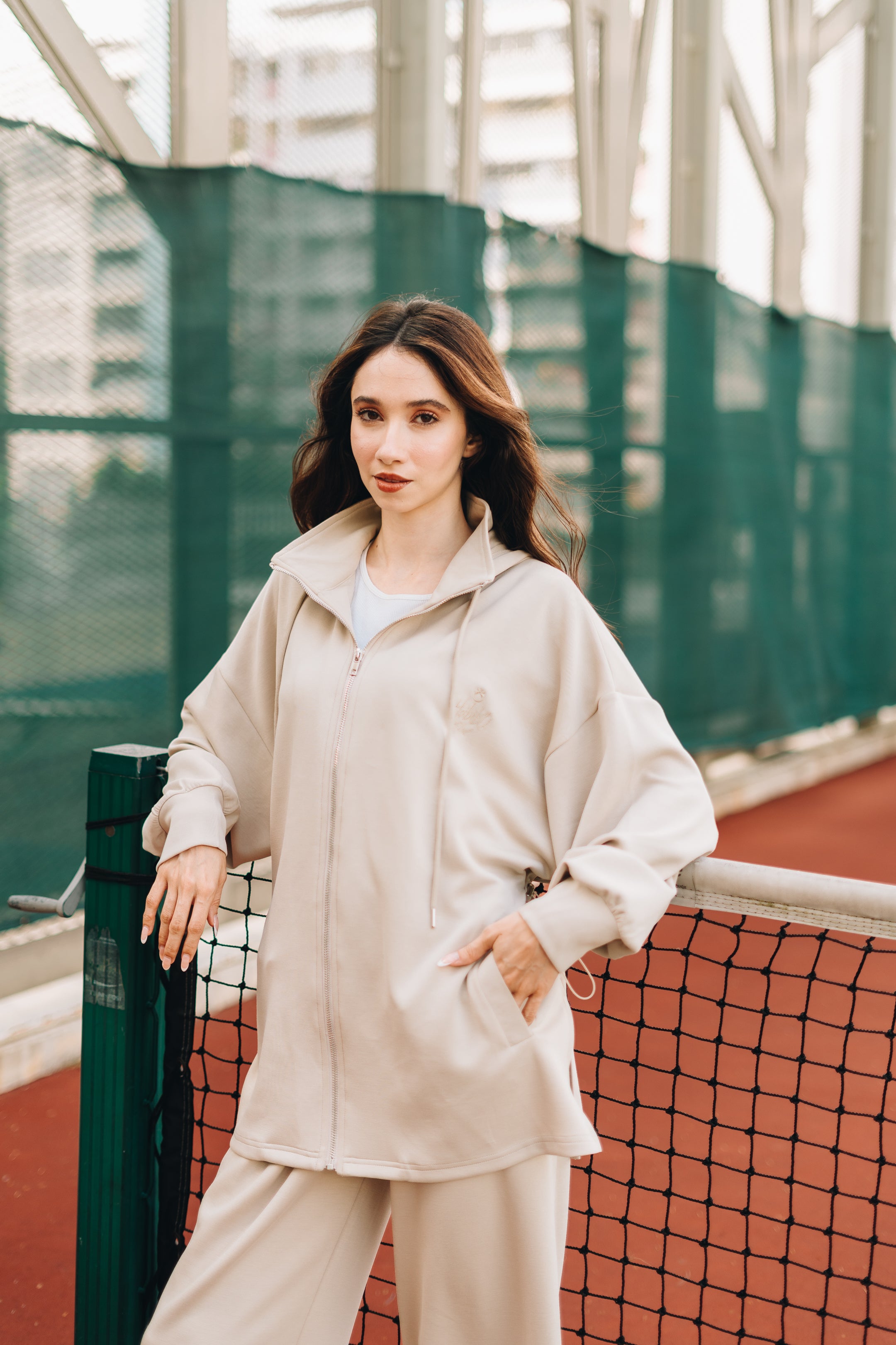 Habibti Modal Zip-Up Hoodie in Cream