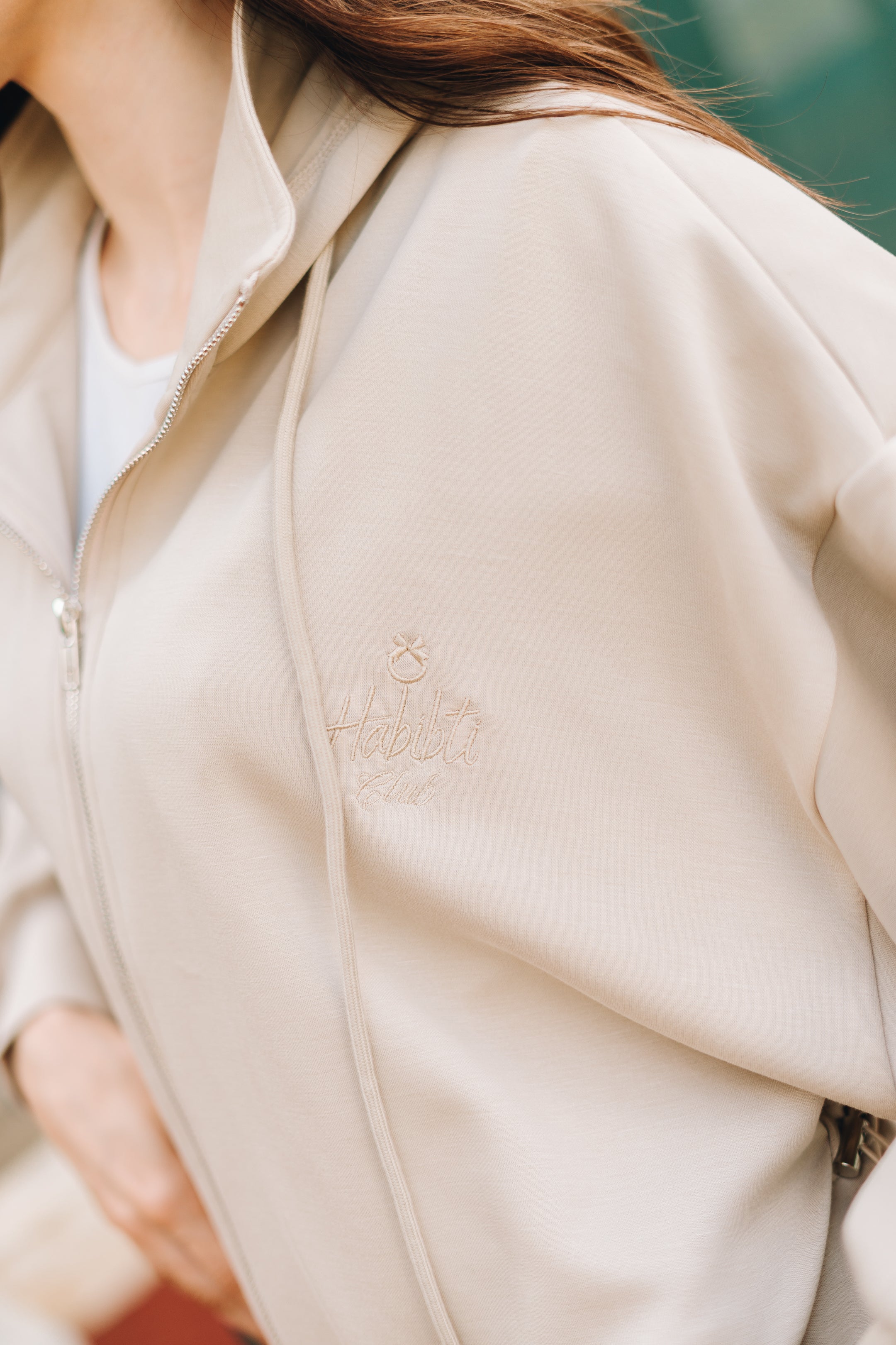 Habibti Modal Zip-Up Hoodie in Cream