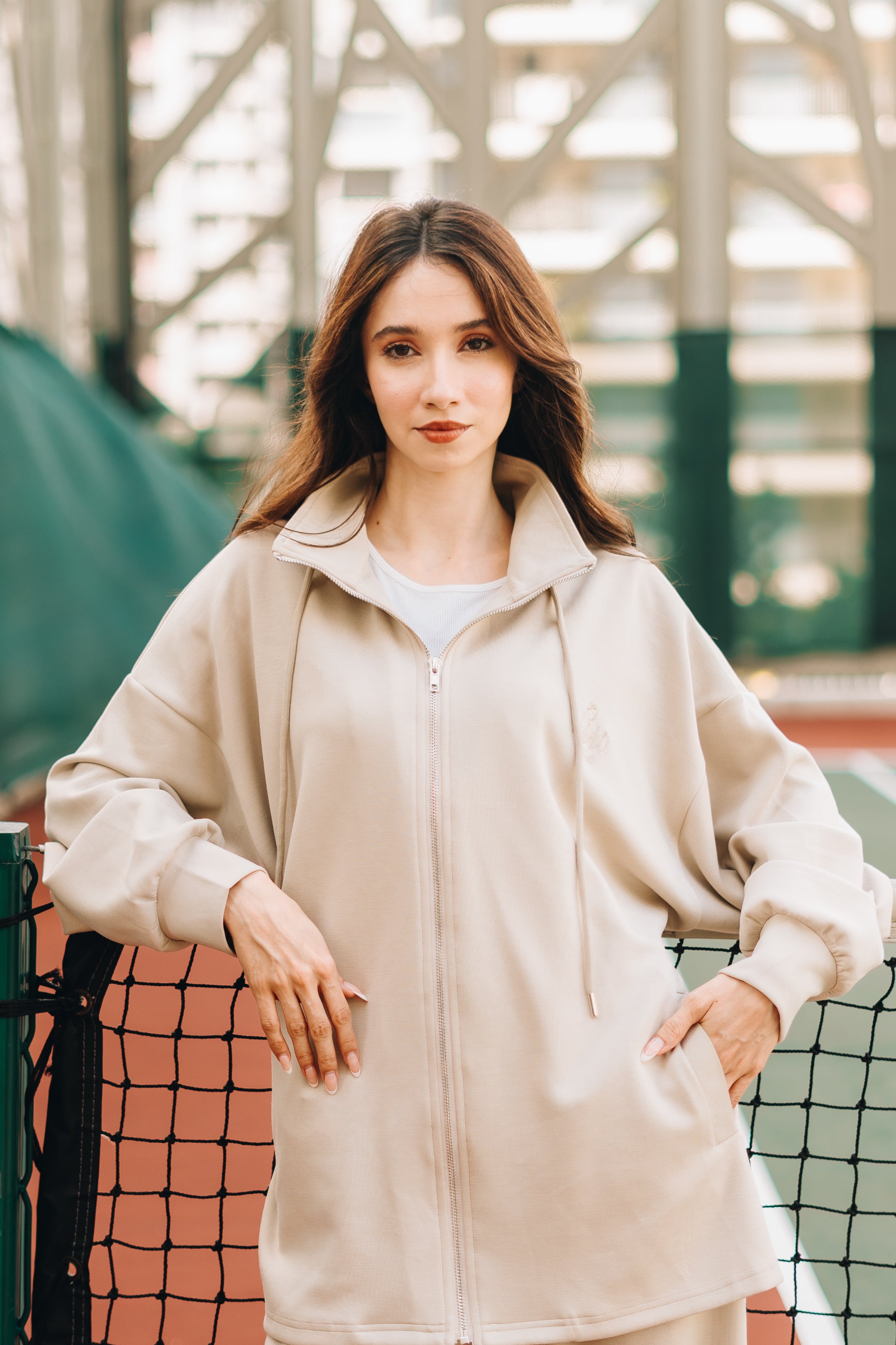Habibti Modal Zip-Up Hoodie in Cream