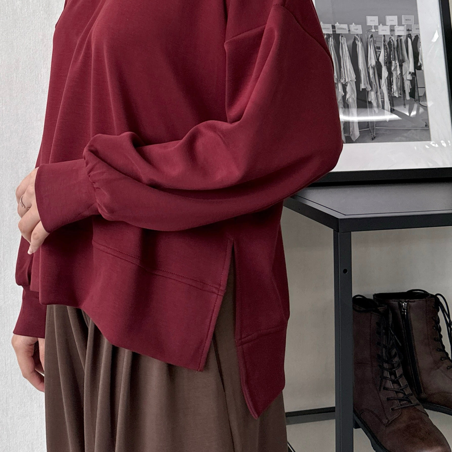 Modal Habibti Sweater in Maroon