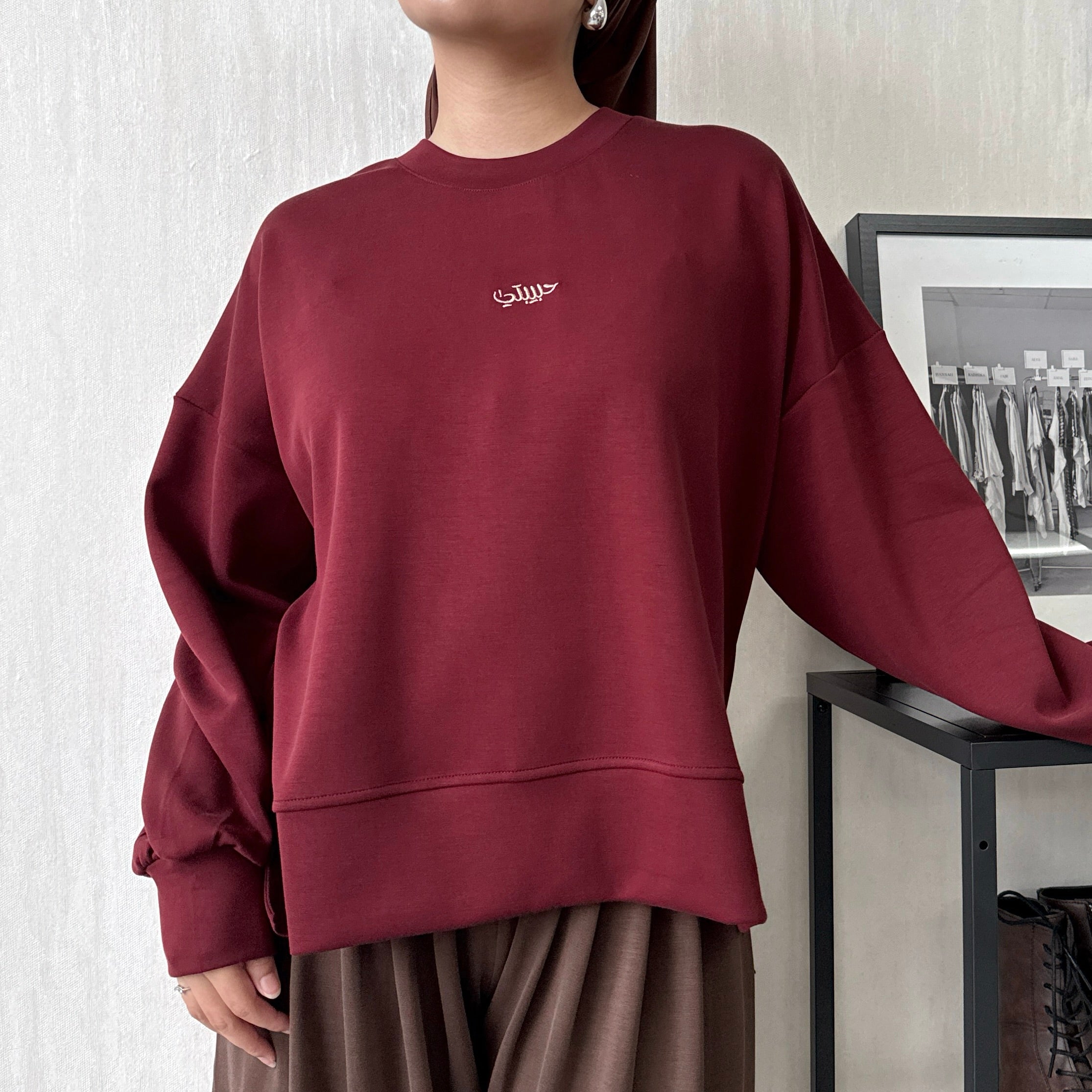 Modal Habibti Sweater in Maroon