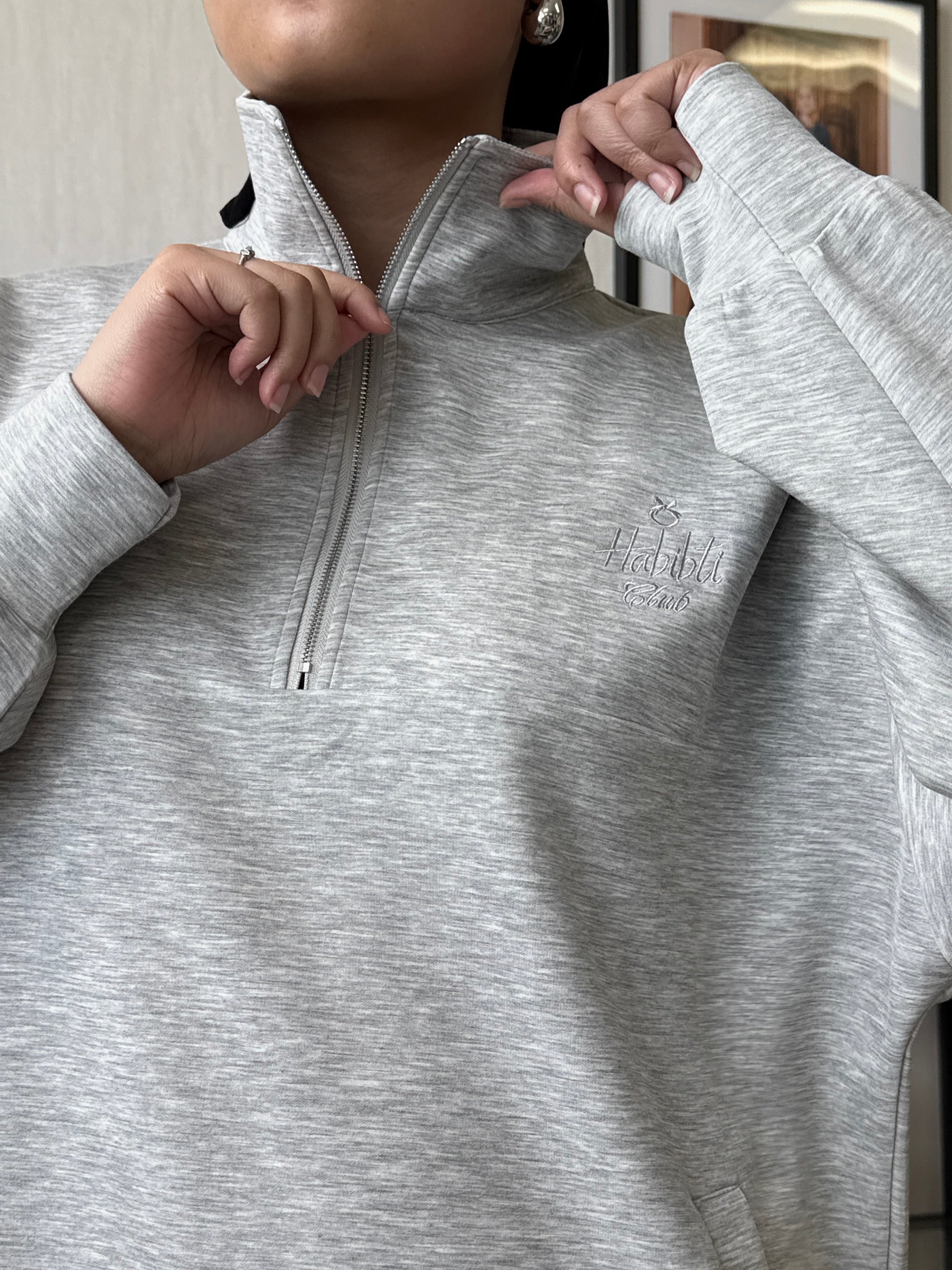 Habibti Quarter Zip Jacket in Grey