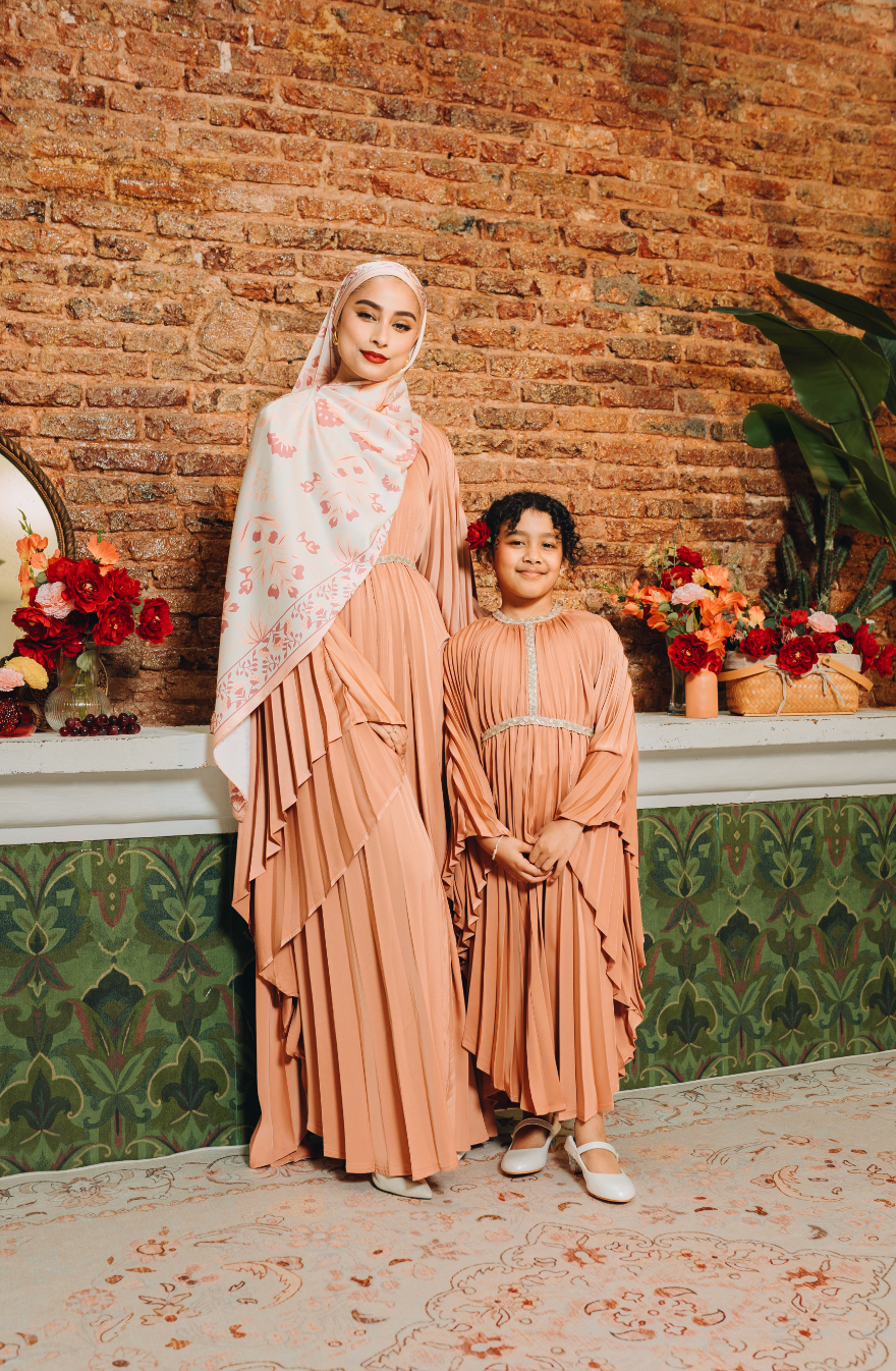 Valencia Pleated Kaftan in Terracotta