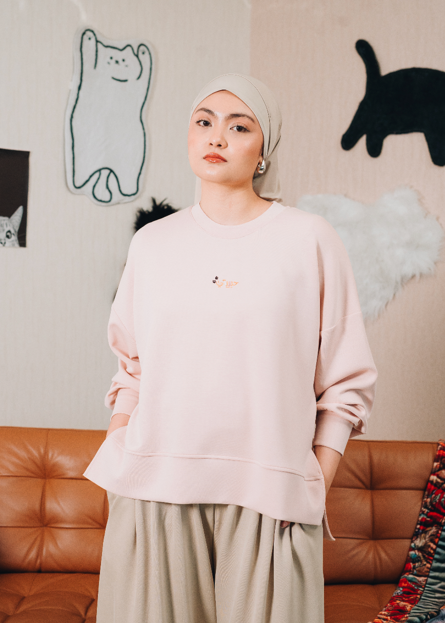 Modal Habibti Sweater in Blush : Calico & Friends Edition