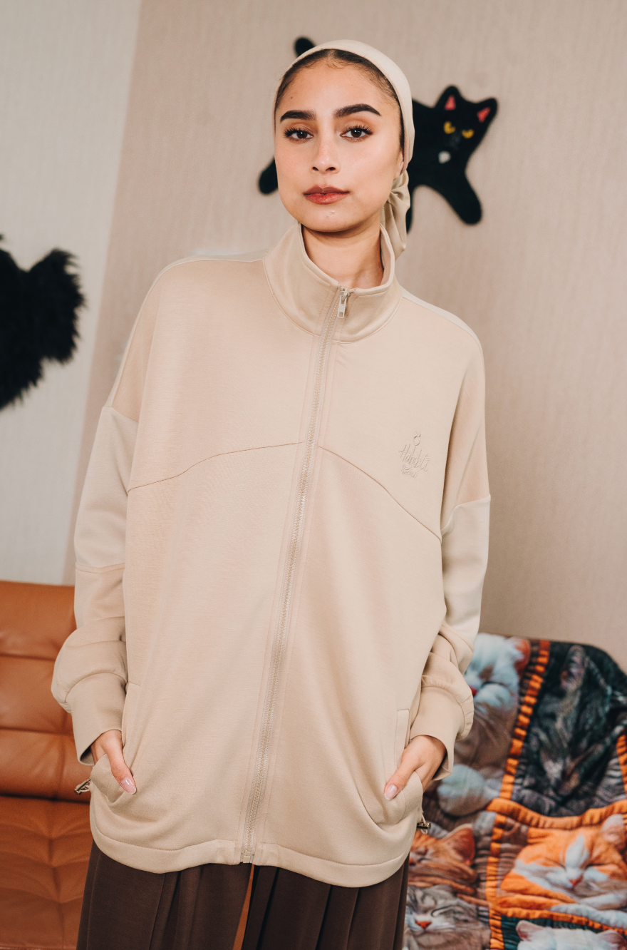 Habibti Modal Dual Tone Jacket in Khaki : Calico & Friends Edition