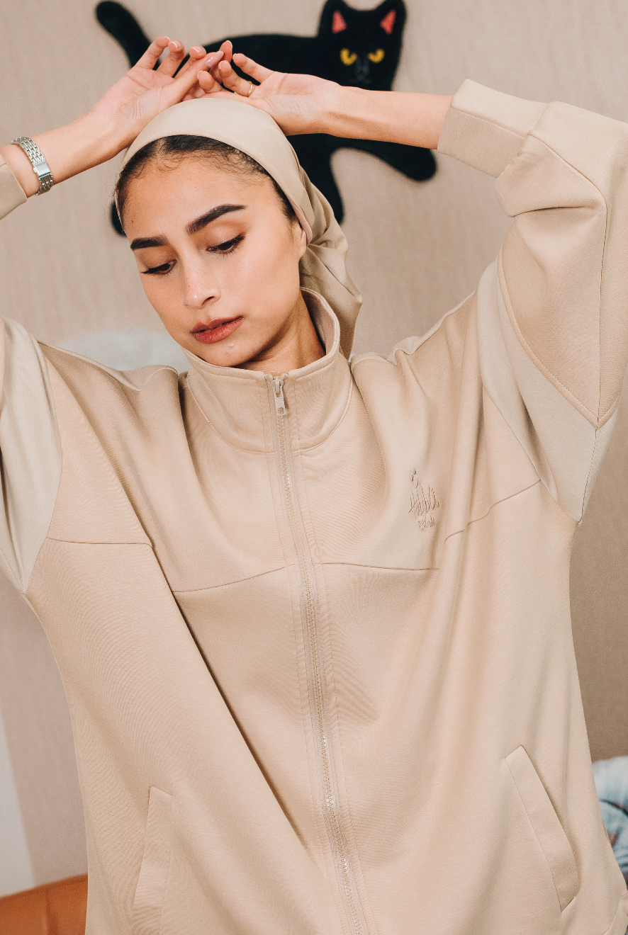 Habibti Modal Dual Tone Jacket in Khaki : Calico & Friends Edition