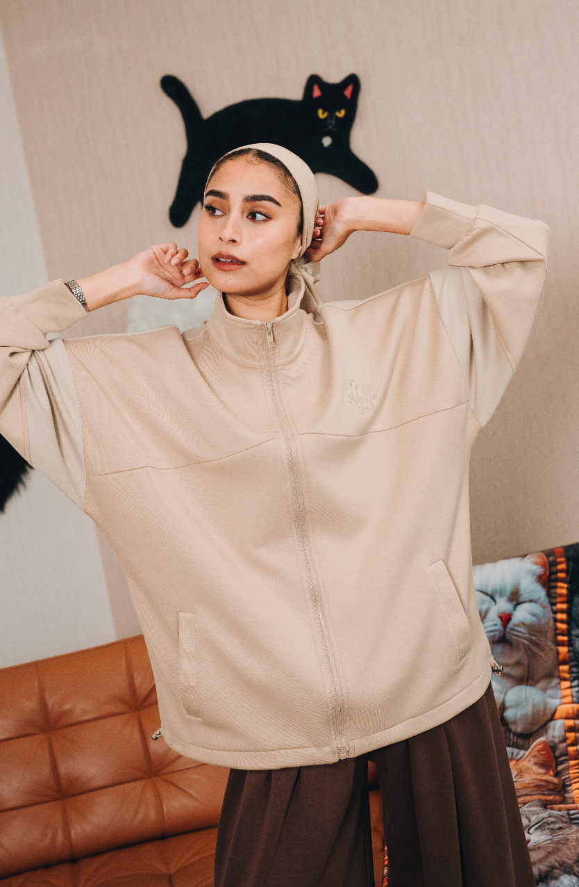 Habibti Modal Dual Tone Jacket in Khaki : Calico & Friends Edition