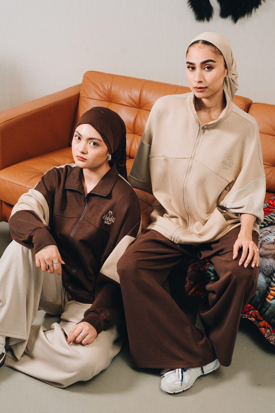 Habibti Modal Dual Tone Jacket in Brown : Calico & Friends Edition