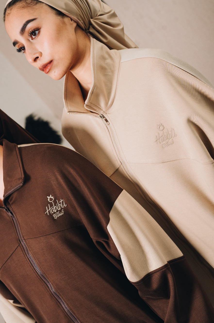 Habibti Modal Dual Tone Jacket in Khaki : Calico & Friends Edition