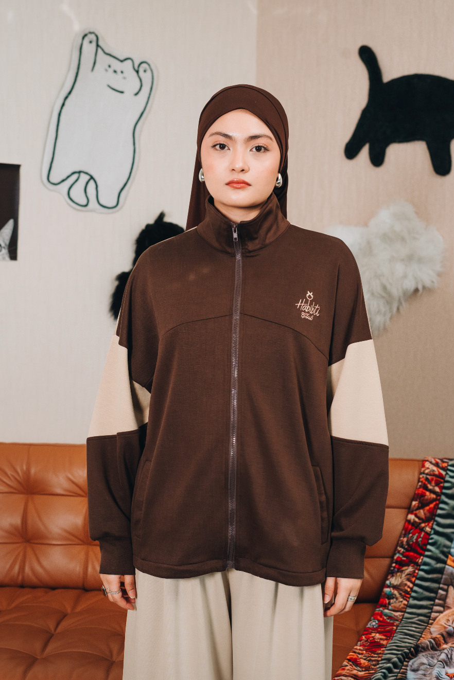 Habibti Modal Dual Tone Jacket in Brown : Calico & Friends Edition