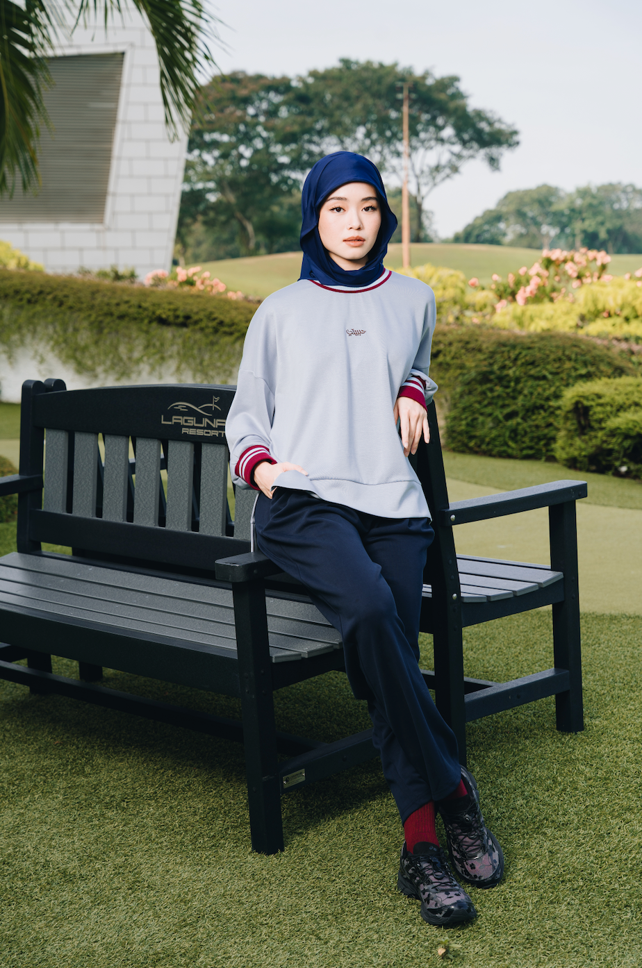 Baby Blue Habibti Sweater with Ribbed Cuff in Modal