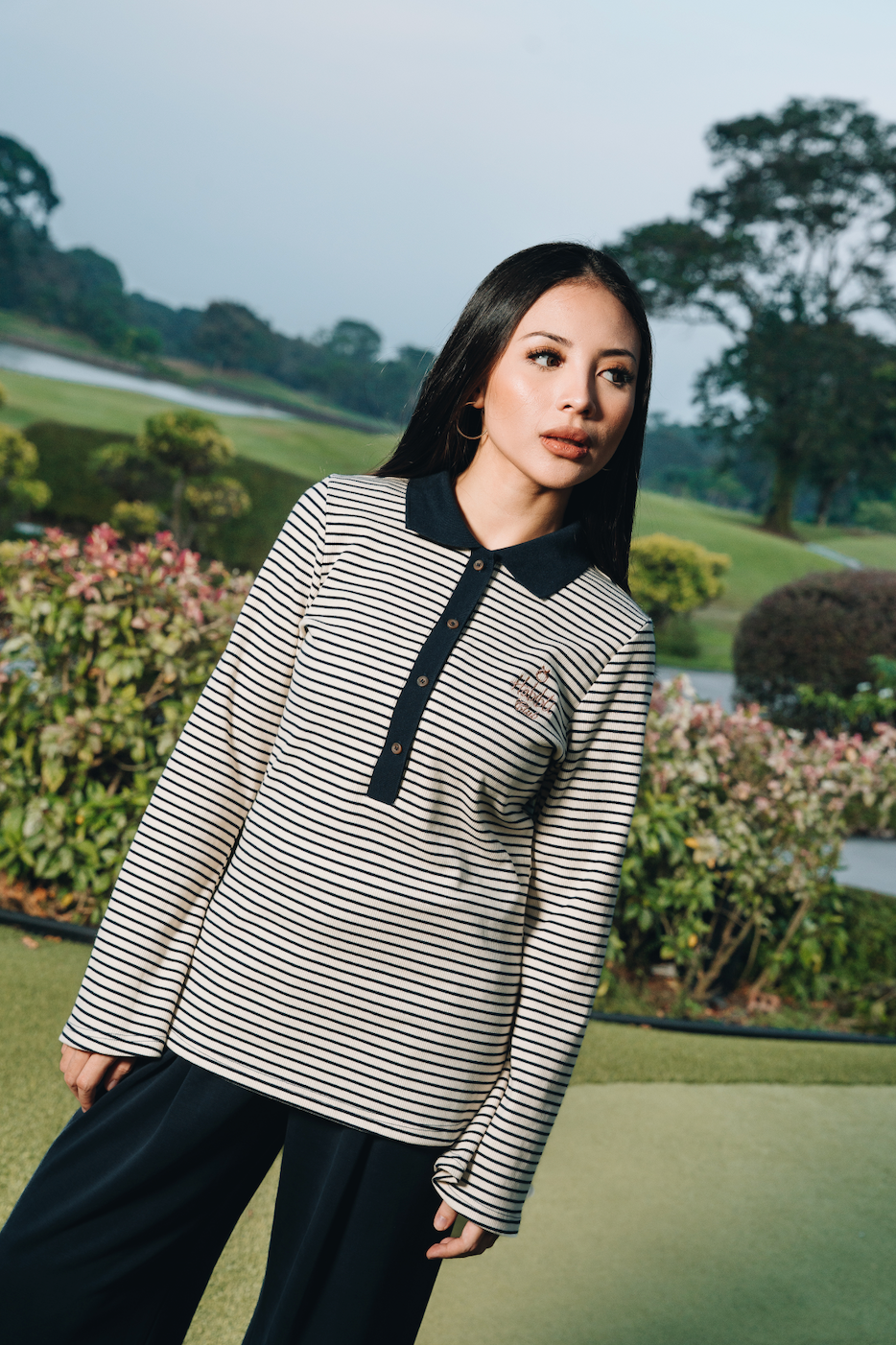 Fitted Stripe Top in Fine Cotton Ribbed