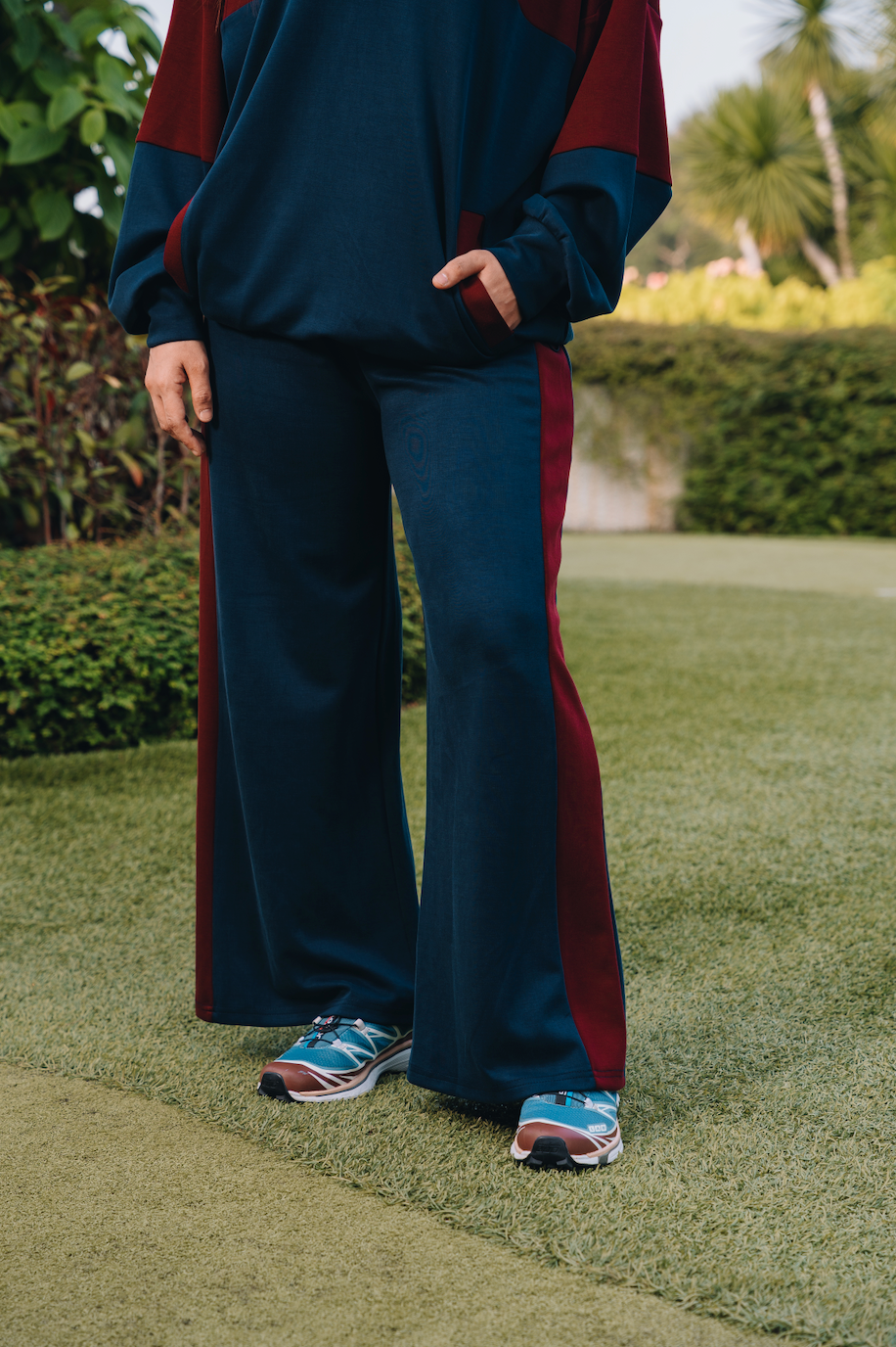 Maroon-Navy Dual Tone Pants in Modal
